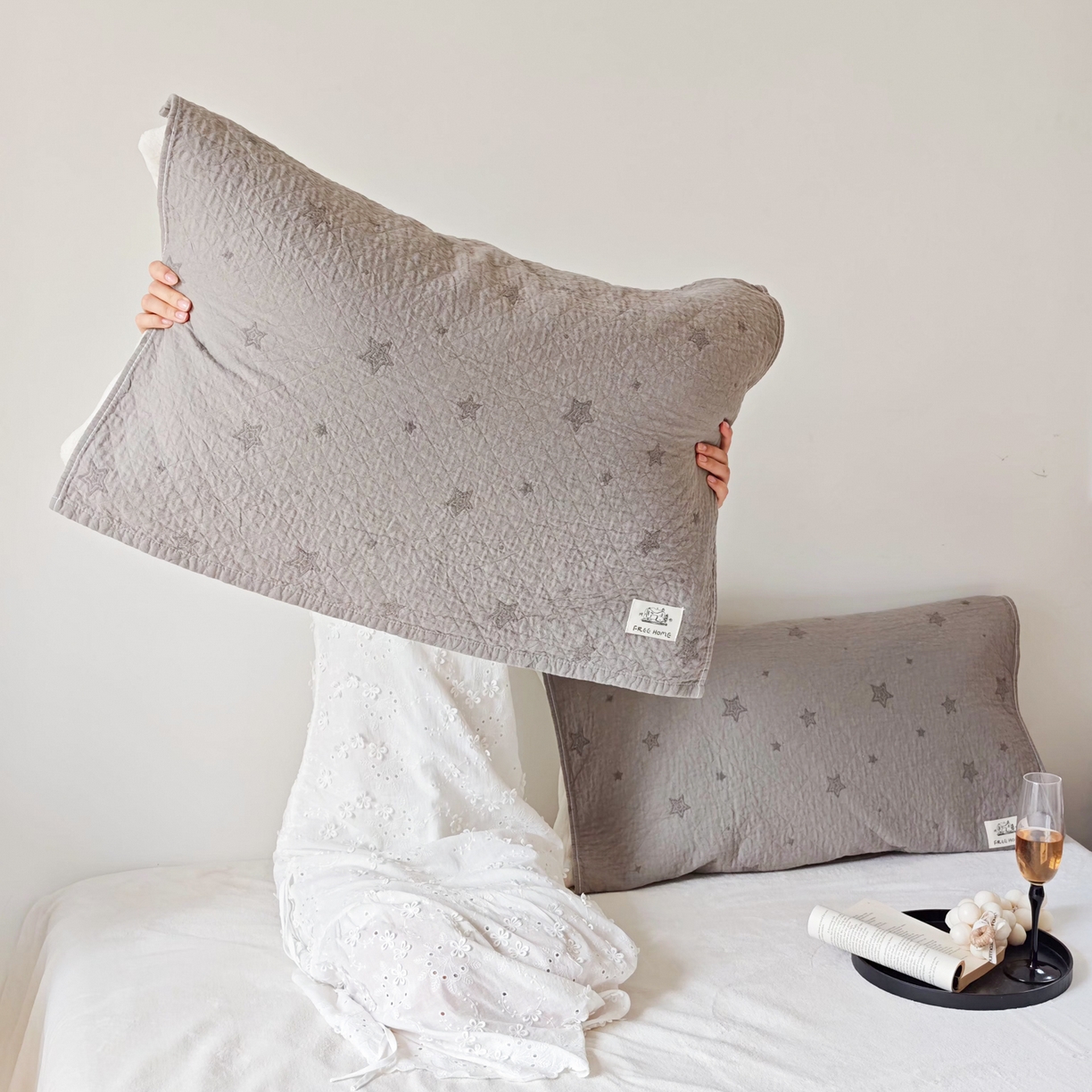 91家纺网 家纺一手货源 找家纺 沐瑟家纺  2026新款安心棉纯棉纱布枕巾 星点