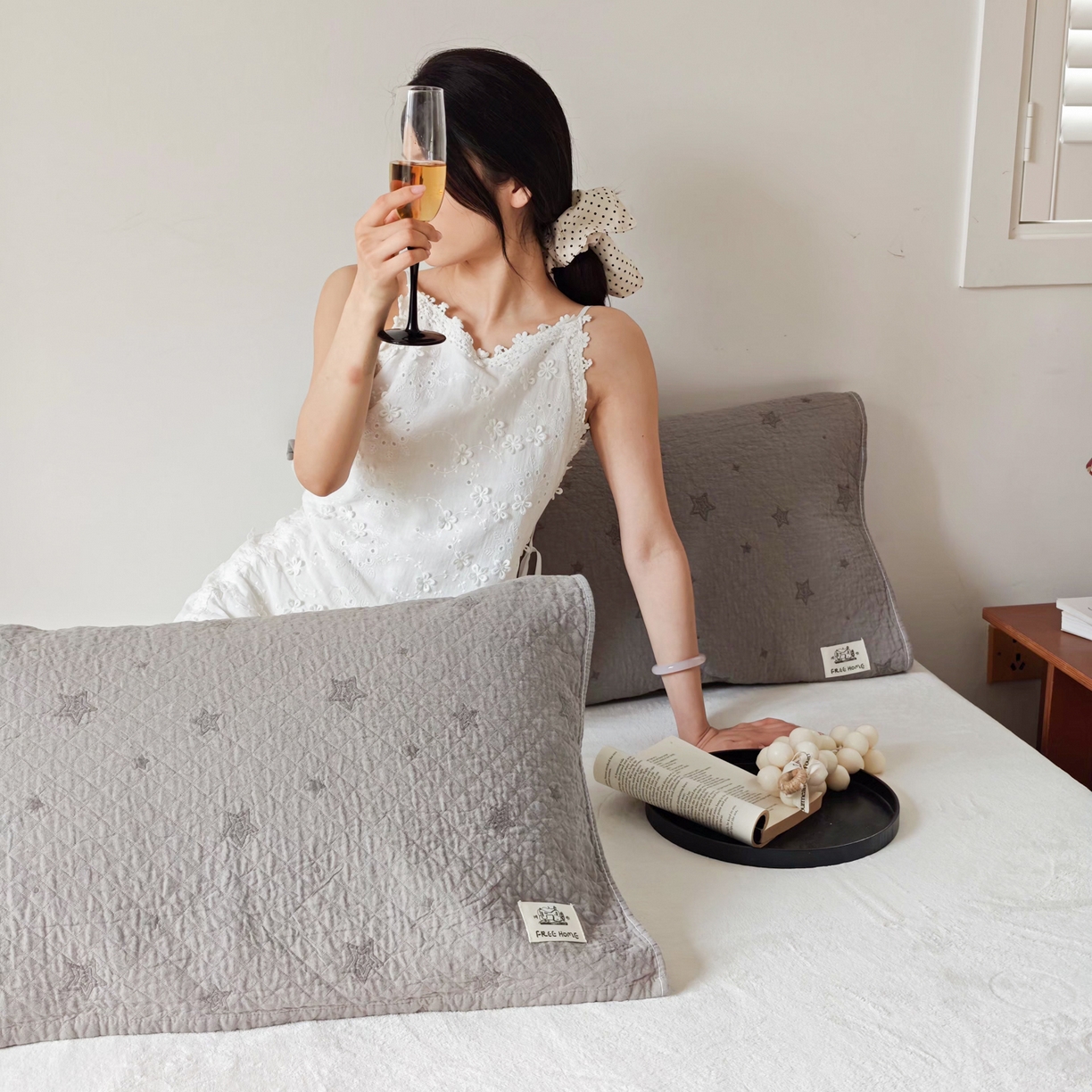 91家纺网 家纺一手货源 找家纺 沐瑟家纺  2026新款安心棉纯棉纱布枕巾 星点