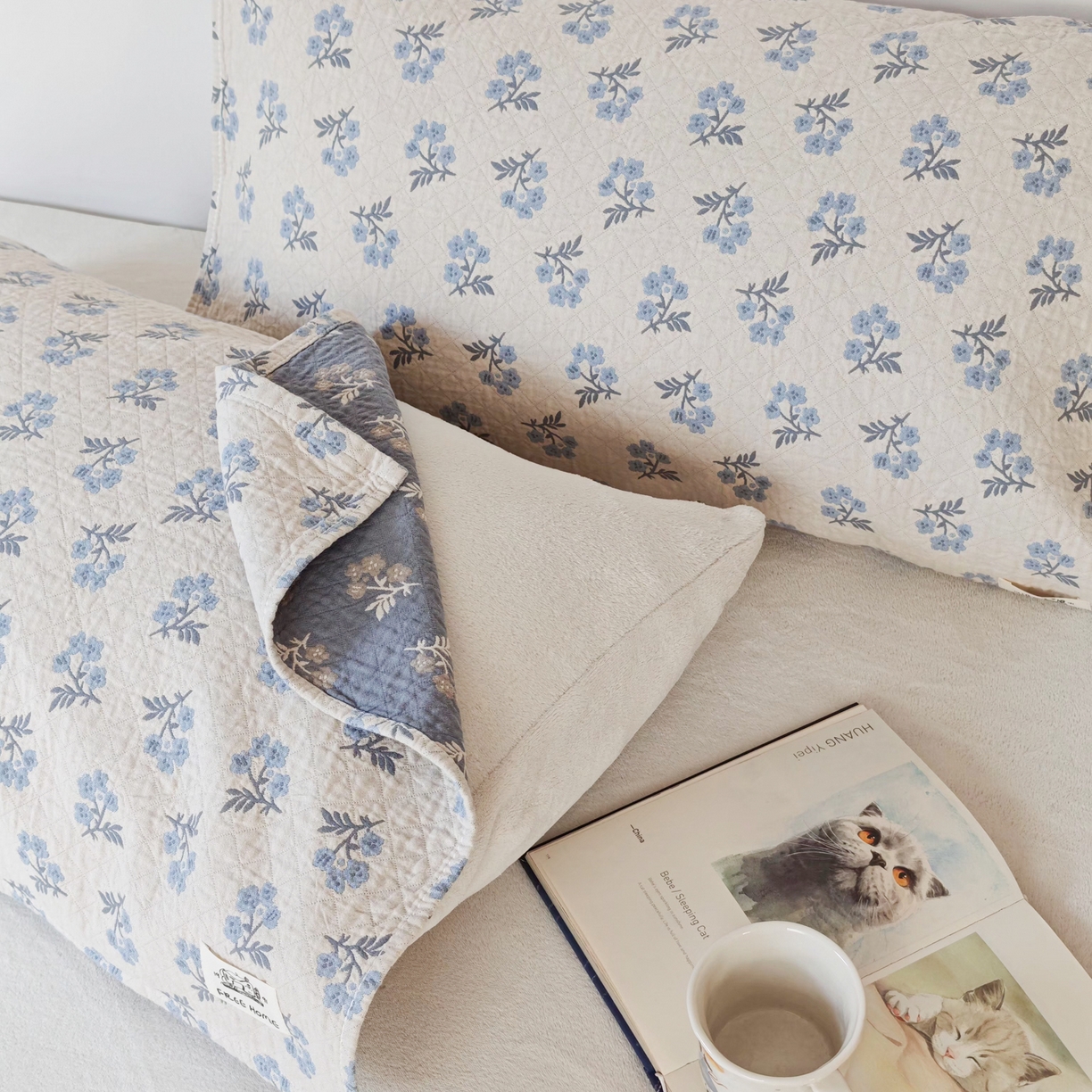 91家纺网 家纺一手货源 找家纺 沐瑟家纺  2026新款安心棉纯棉纱布枕巾 小花心