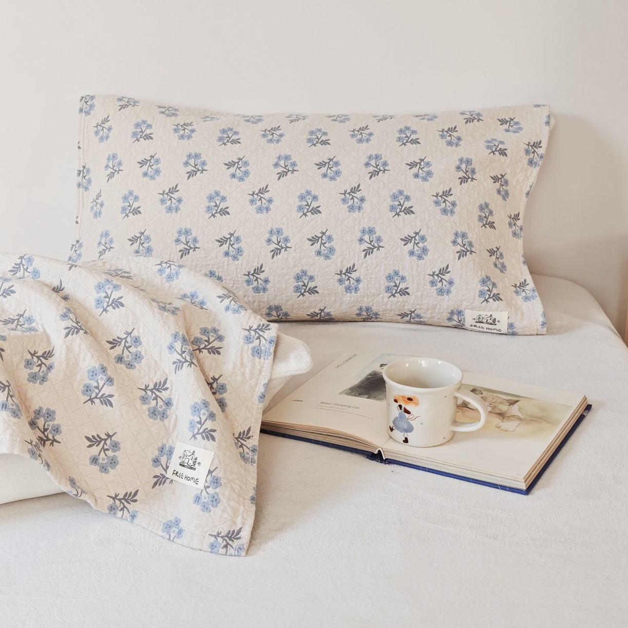 91家纺网 家纺一手货源 找家纺 沐瑟家纺  2026新款安心棉纯棉纱布枕巾 小花心