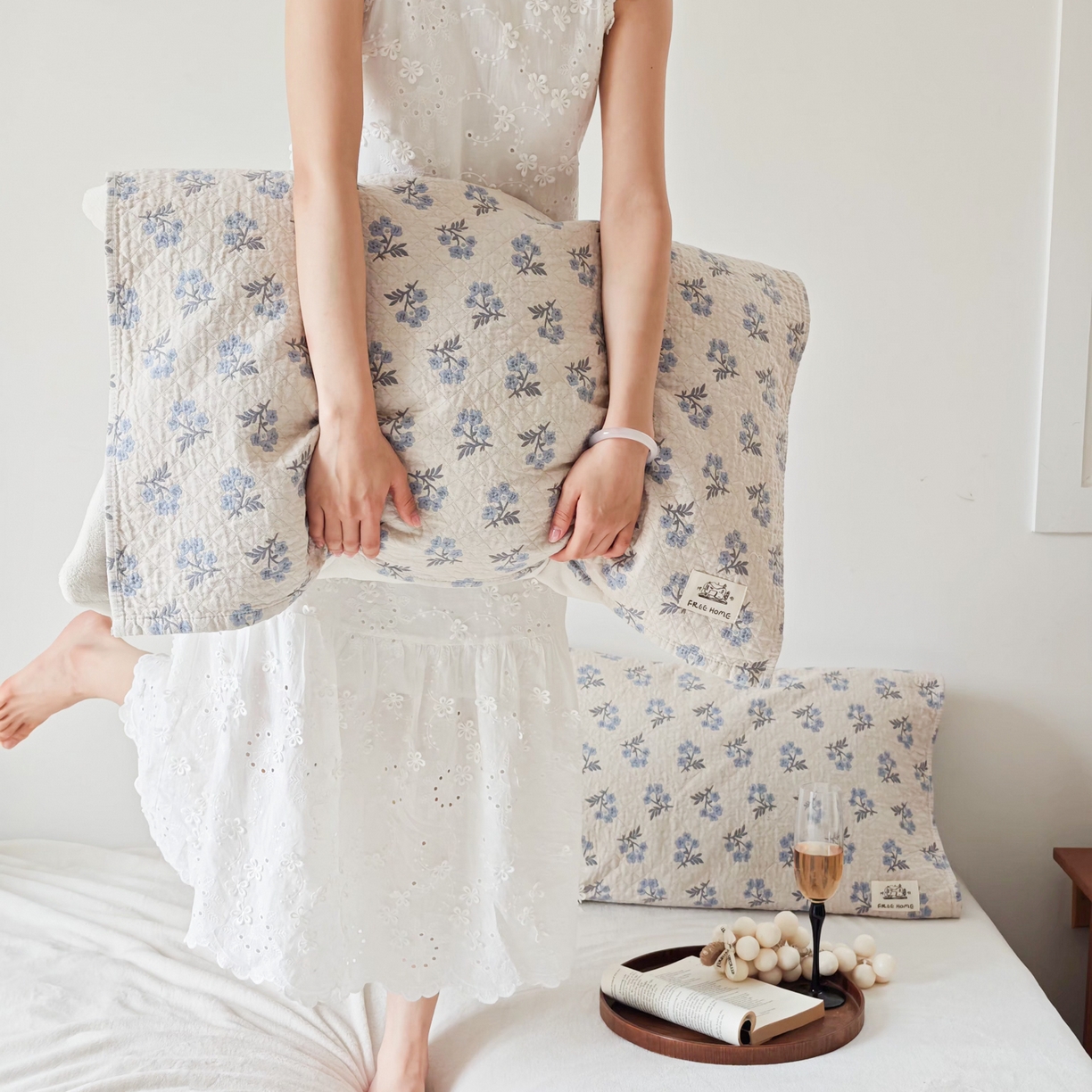 91家纺网 家纺一手货源 找家纺 沐瑟家纺  2026新款安心棉纯棉纱布枕巾 小花心