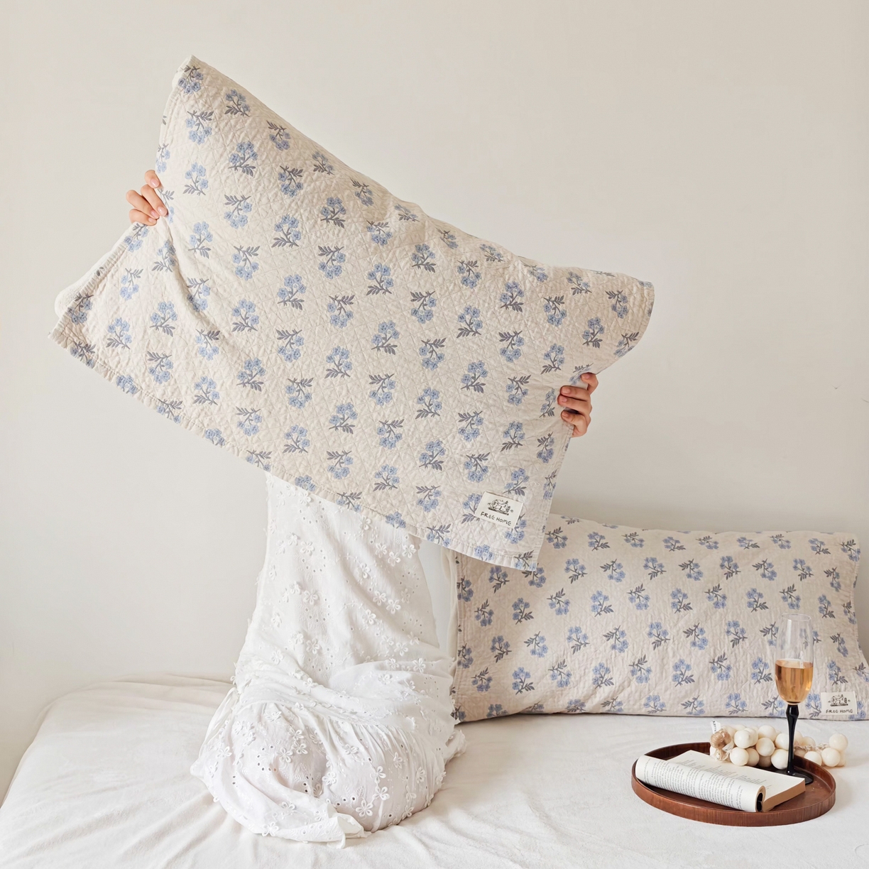 91家纺网 家纺一手货源 找家纺 沐瑟家纺  2026新款安心棉纯棉纱布枕巾 小花心