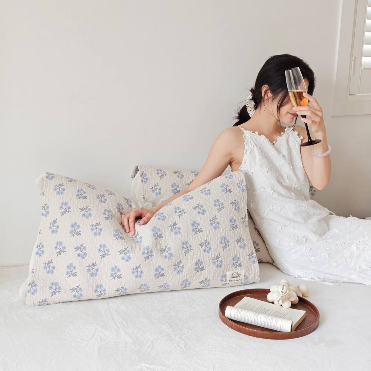 91家纺网 家纺一手货源 找家纺 沐瑟家纺  2026新款安心棉纯棉纱布枕巾 小花心