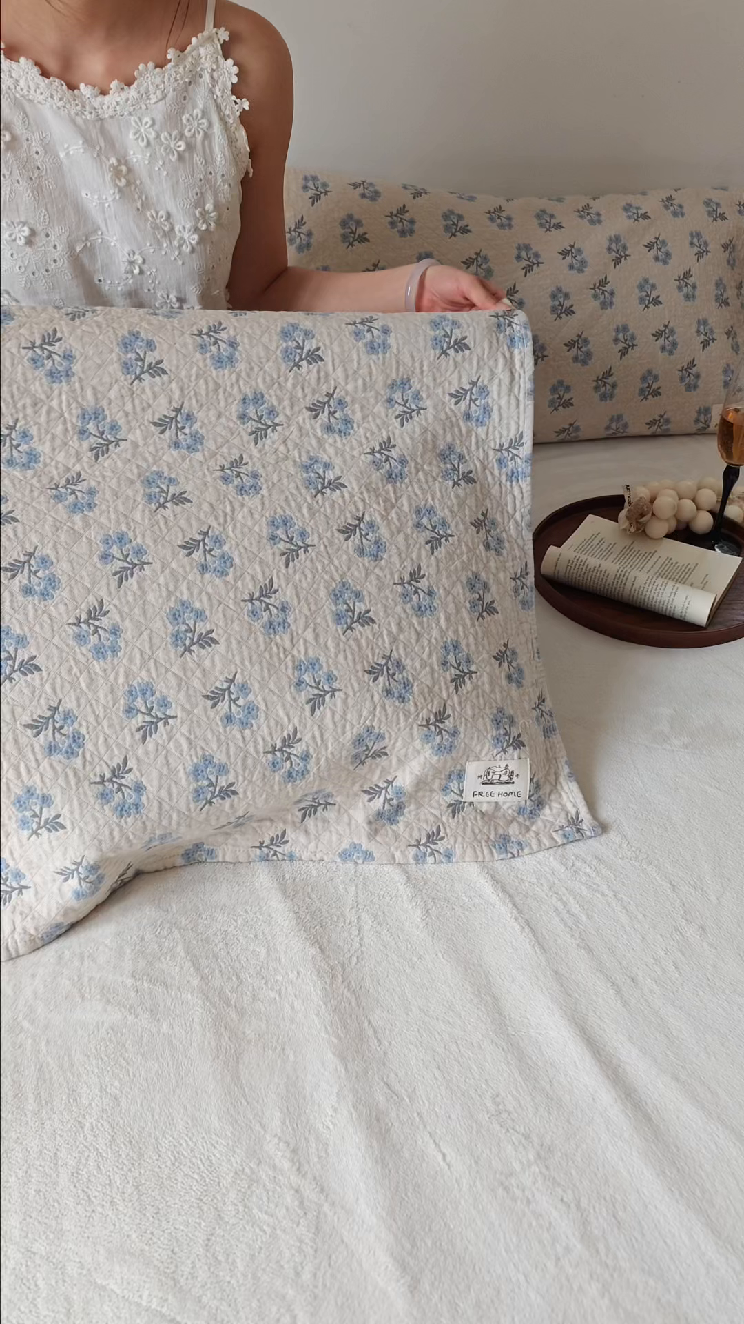 91家纺网 家纺一手货源 找家纺 沐瑟家纺  2026新款安心棉纯棉纱布枕巾 小花心