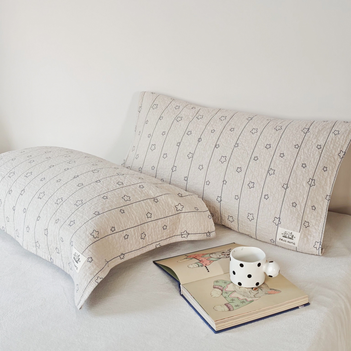 91家纺网 家纺一手货源 找家纺 沐瑟家纺  2026新款安心棉纯棉纱布枕巾 线条五角星