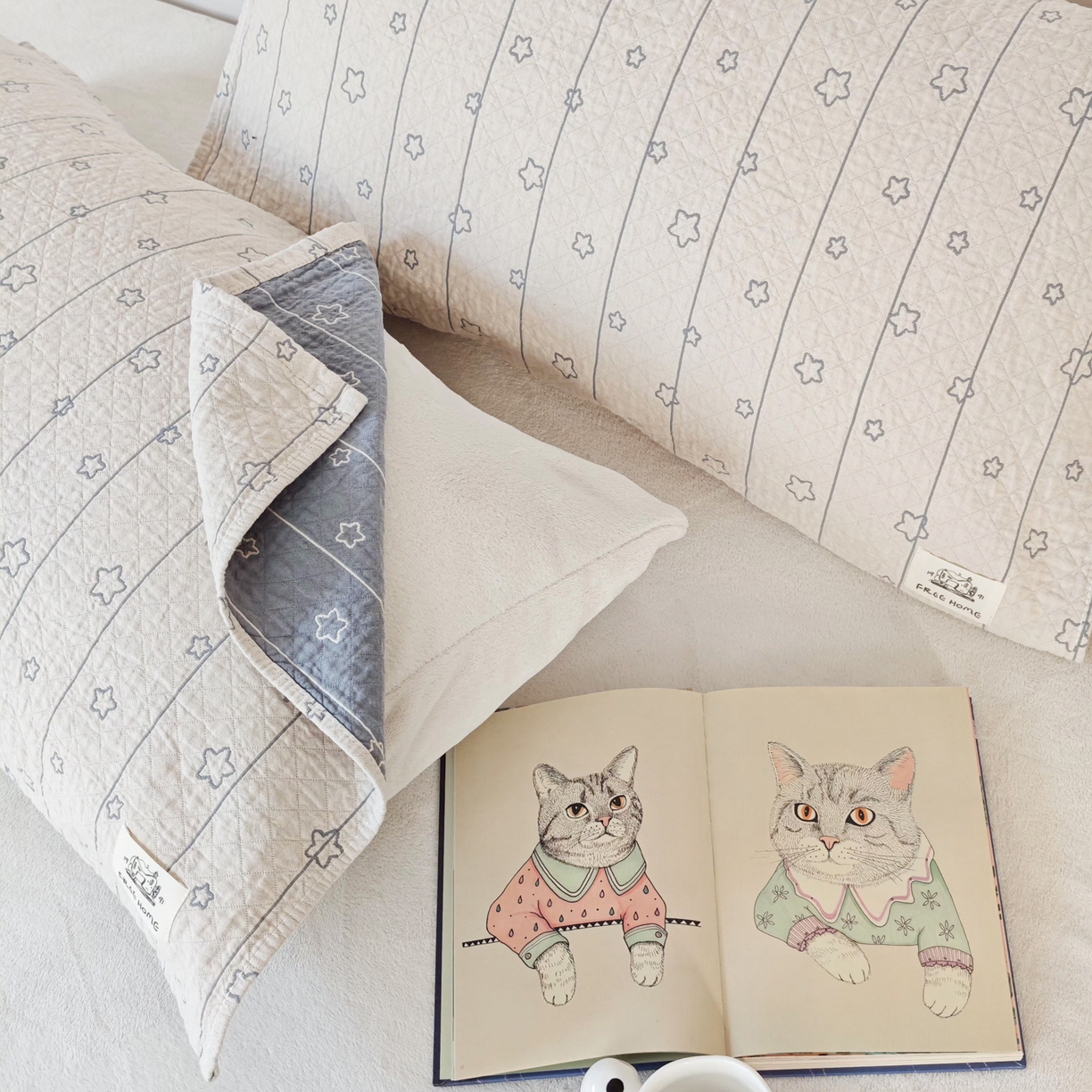 91家纺网 家纺一手货源 找家纺 沐瑟家纺  2026新款安心棉纯棉纱布枕巾 线条五角星