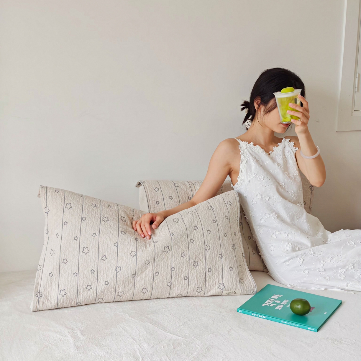 91家纺网 家纺一手货源 找家纺 沐瑟家纺  2026新款安心棉纯棉纱布枕巾 线条五角星