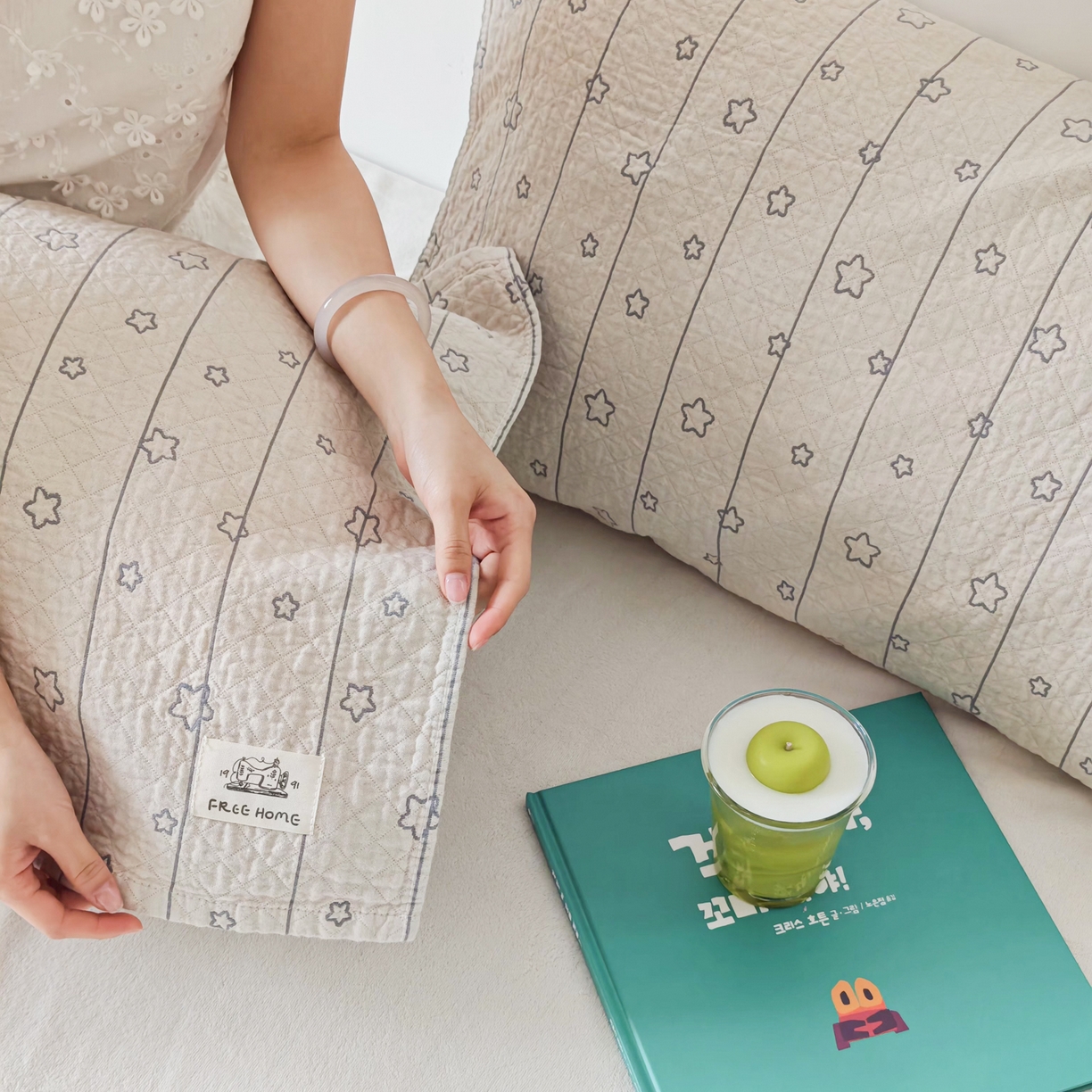 91家纺网 家纺一手货源 找家纺 沐瑟家纺  2026新款安心棉纯棉纱布枕巾 线条五角星