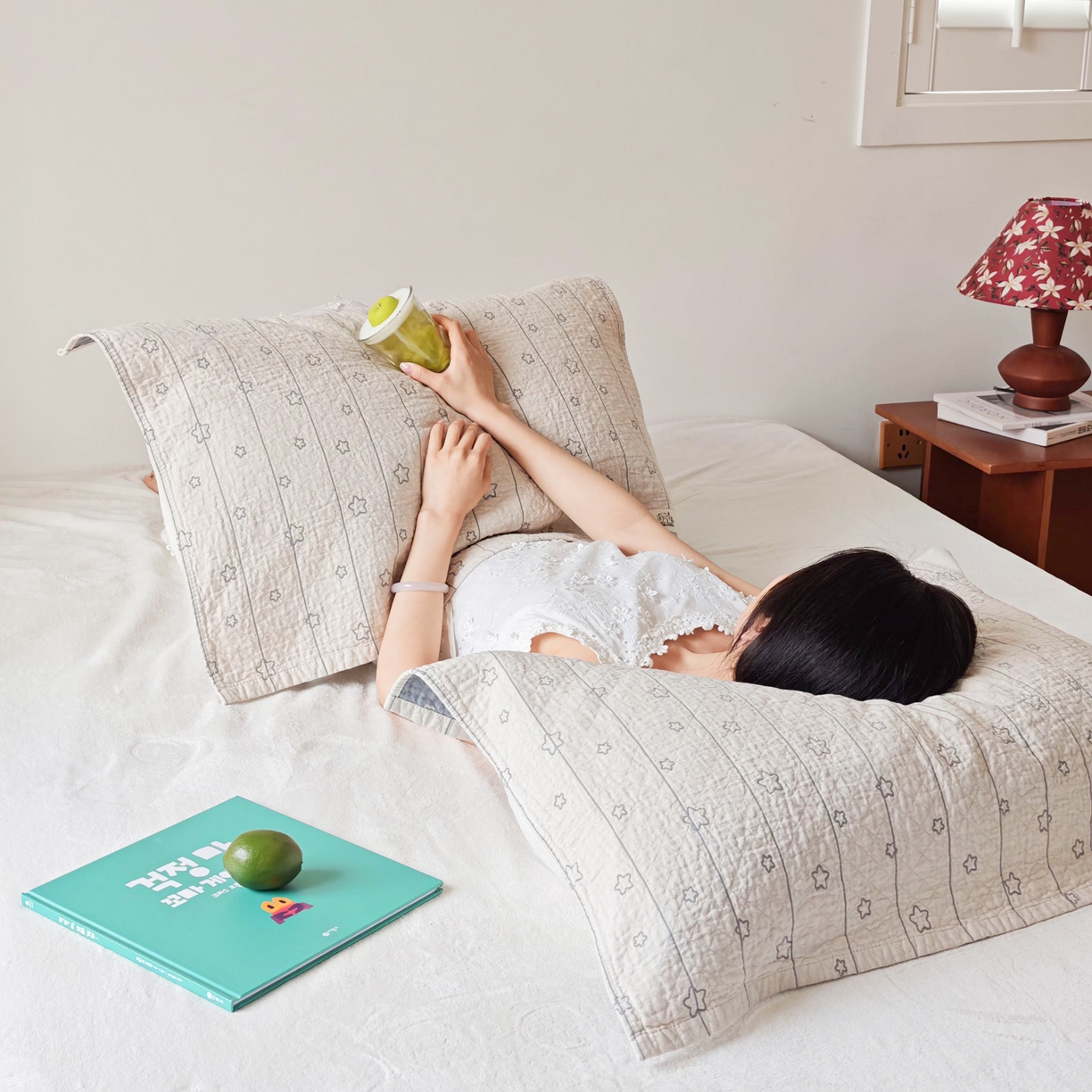 91家纺网 家纺一手货源 找家纺 沐瑟家纺  2026新款安心棉纯棉纱布枕巾 线条五角星