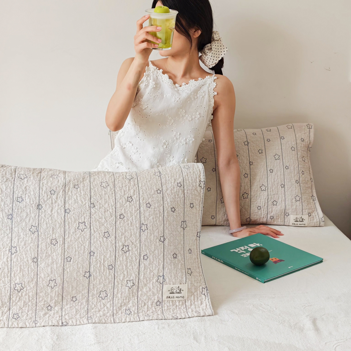 91家纺网 家纺一手货源 找家纺 沐瑟家纺  2026新款安心棉纯棉纱布枕巾 线条五角星