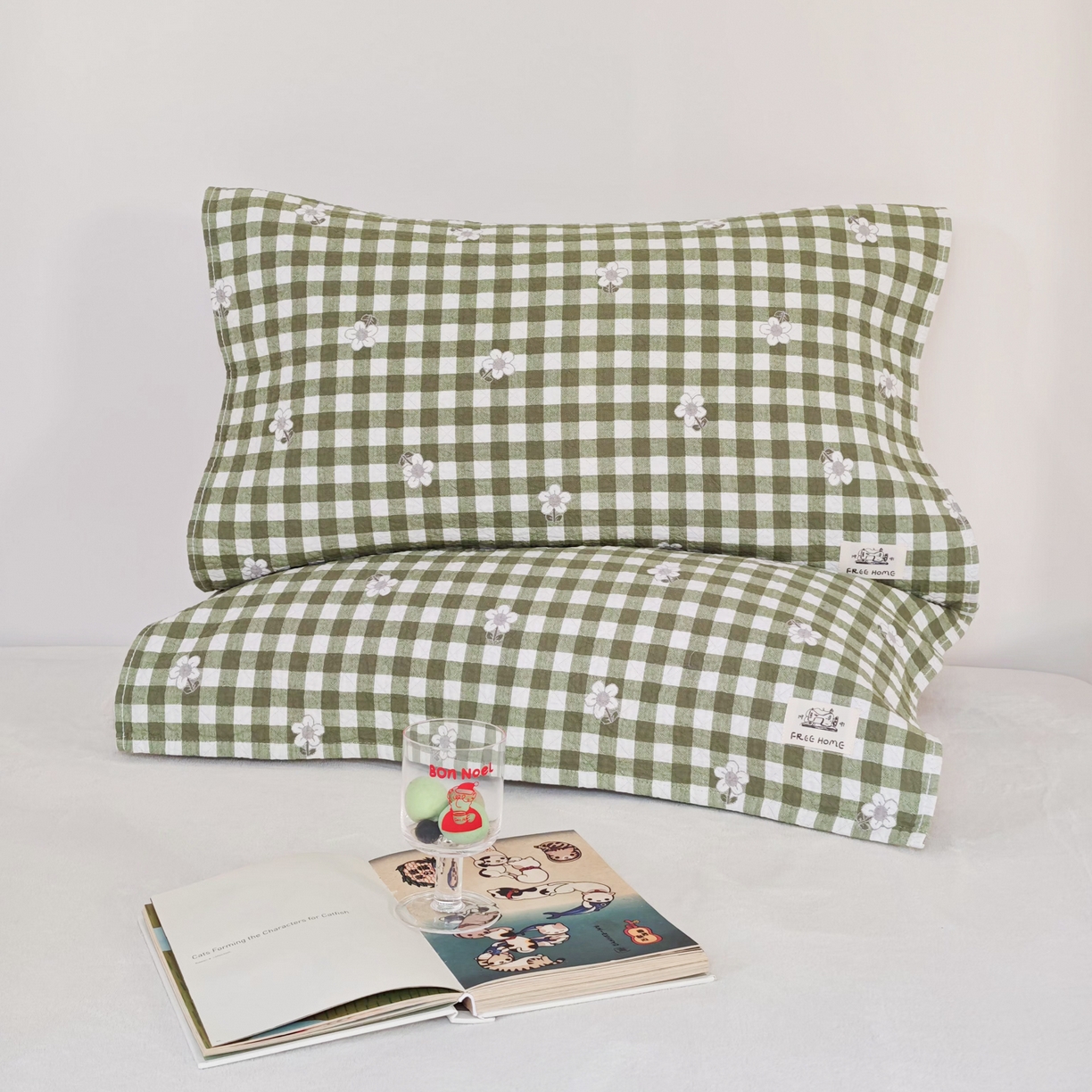 91家纺网 家纺一手货源 找家纺 沐瑟家纺  2026新款安心棉纯棉纱布枕巾 小花格子