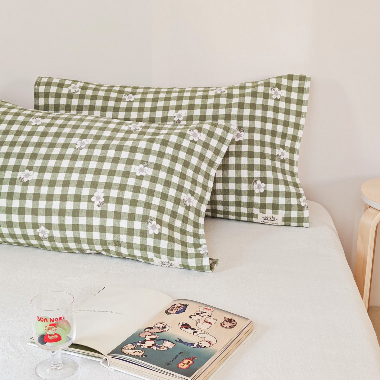 91家纺网 家纺一手货源 找家纺 沐瑟家纺  2026新款安心棉纯棉纱布枕巾 小花格子