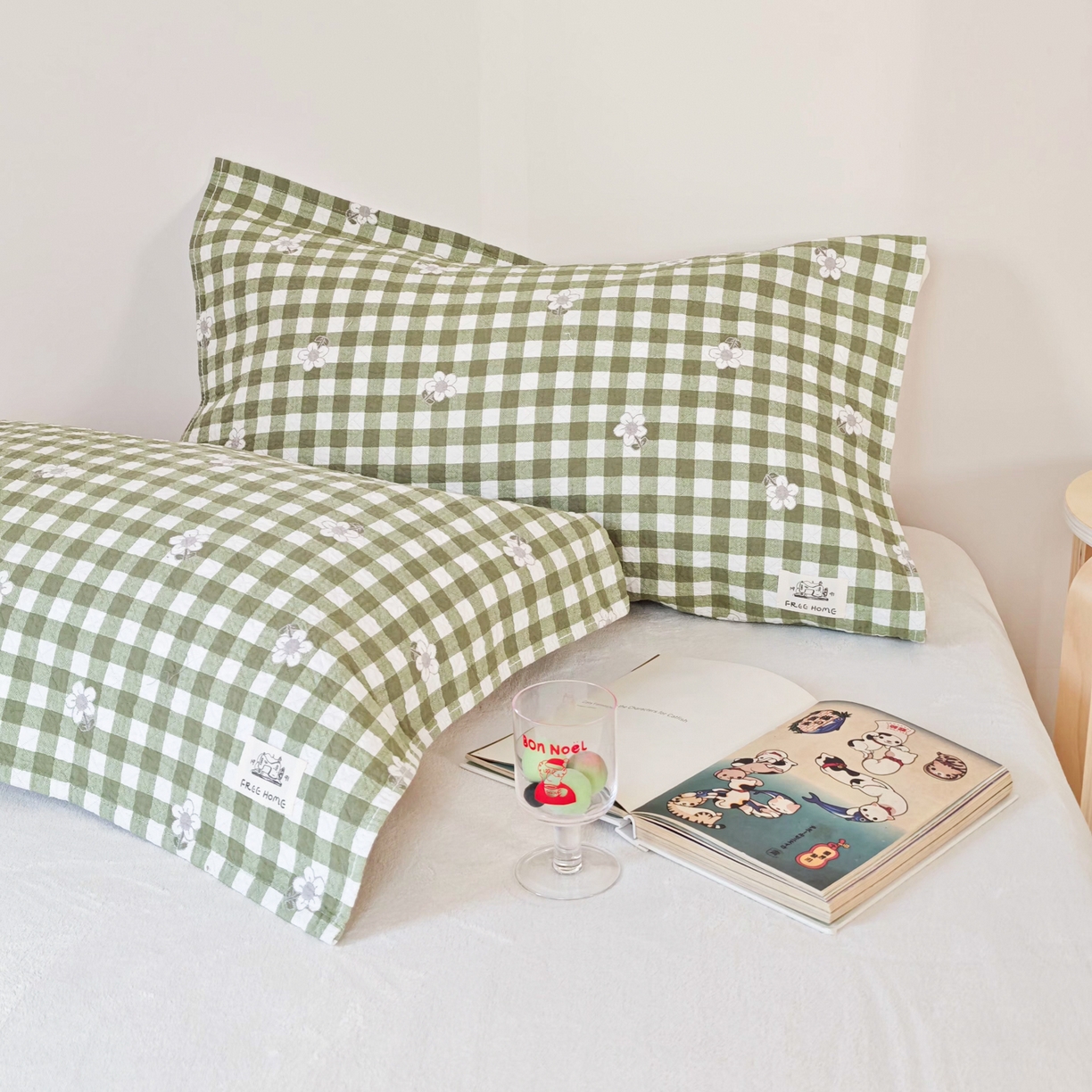 91家纺网 家纺一手货源 找家纺 沐瑟家纺  2026新款安心棉纯棉纱布枕巾 小花格子