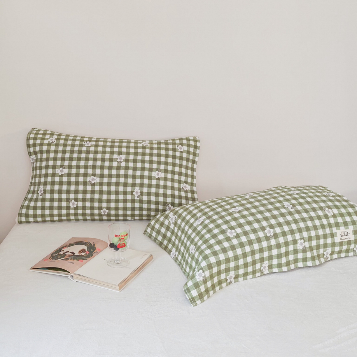 91家纺网 家纺一手货源 找家纺 沐瑟家纺  2026新款安心棉纯棉纱布枕巾 小花格子