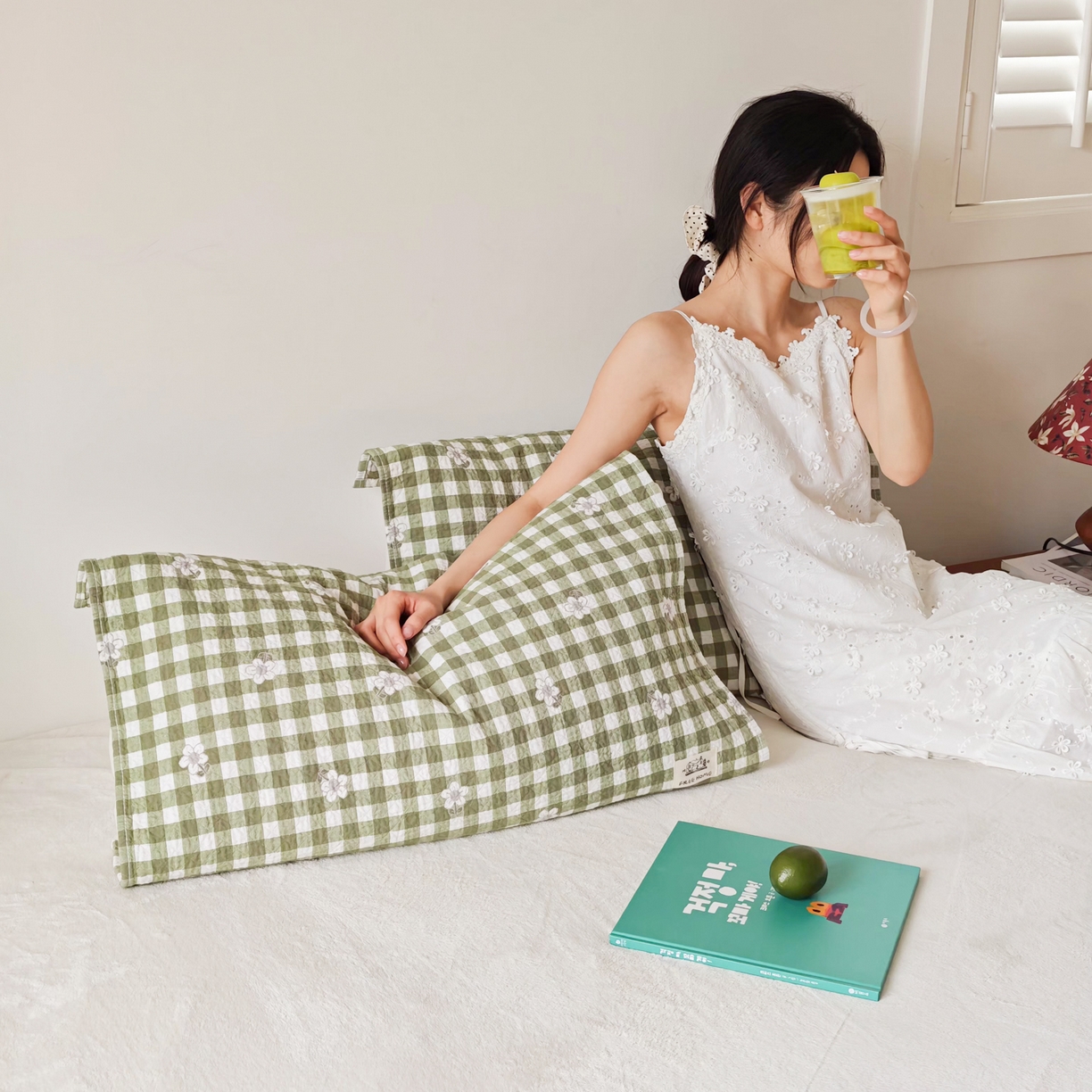 91家纺网 家纺一手货源 找家纺 沐瑟家纺  2026新款安心棉纯棉纱布枕巾 小花格子