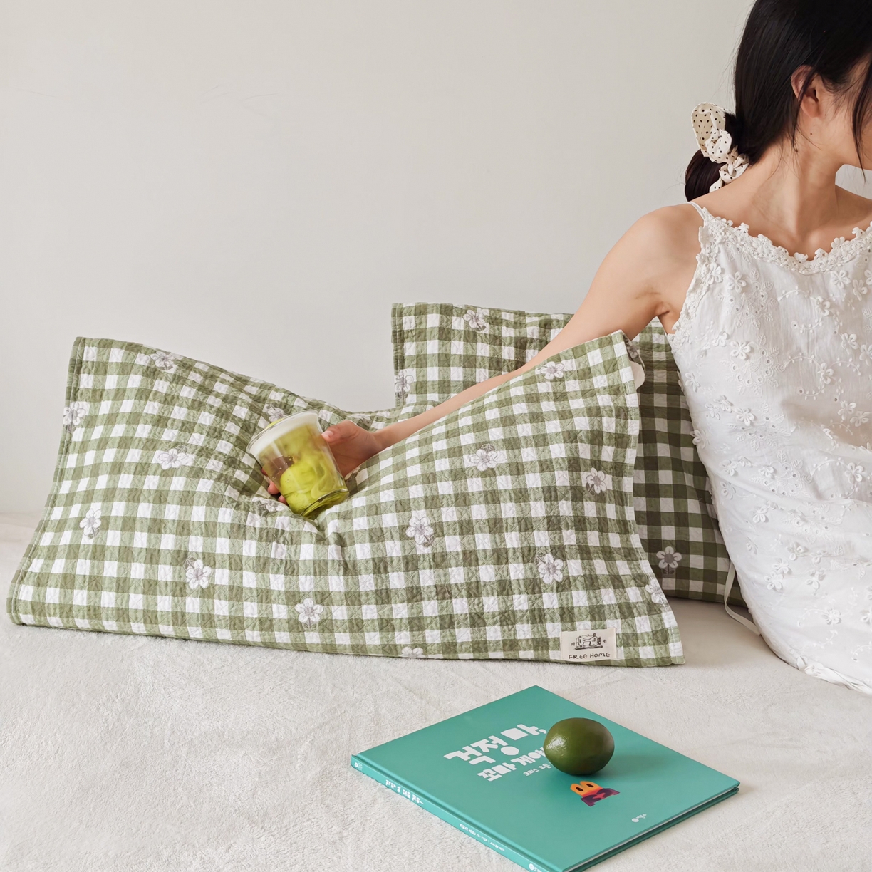 沐瑟家纺  2026新款安心棉纯棉纱布枕巾 小花格子