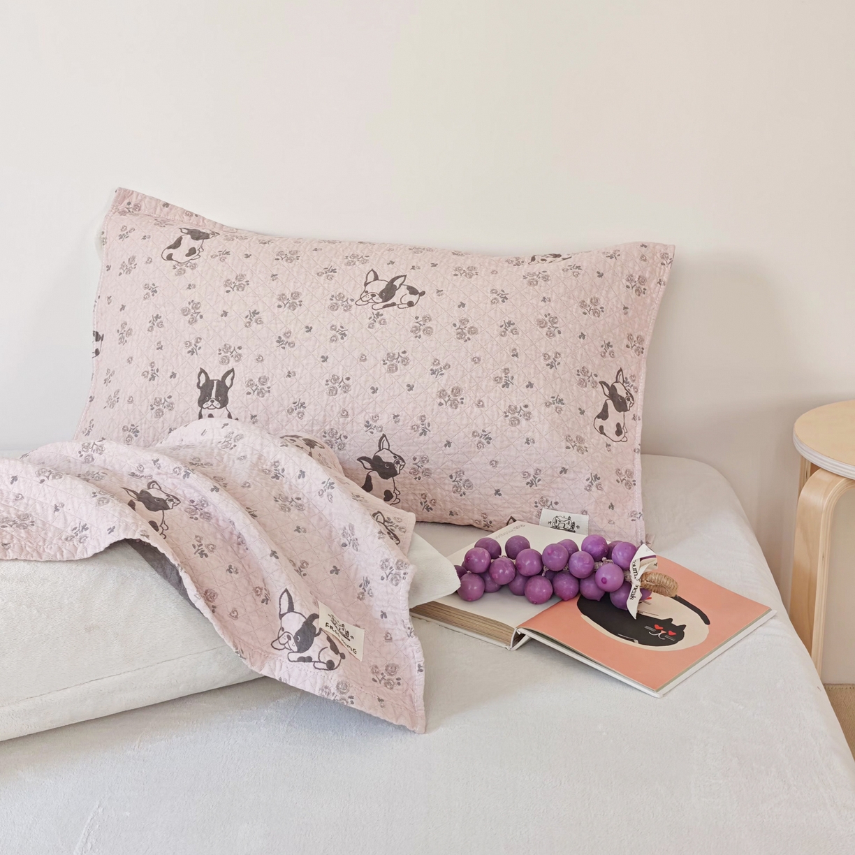 91家纺网 家纺一手货源 找家纺 沐瑟家纺  2026新款安心棉纯棉纱布枕巾 沙皮狗