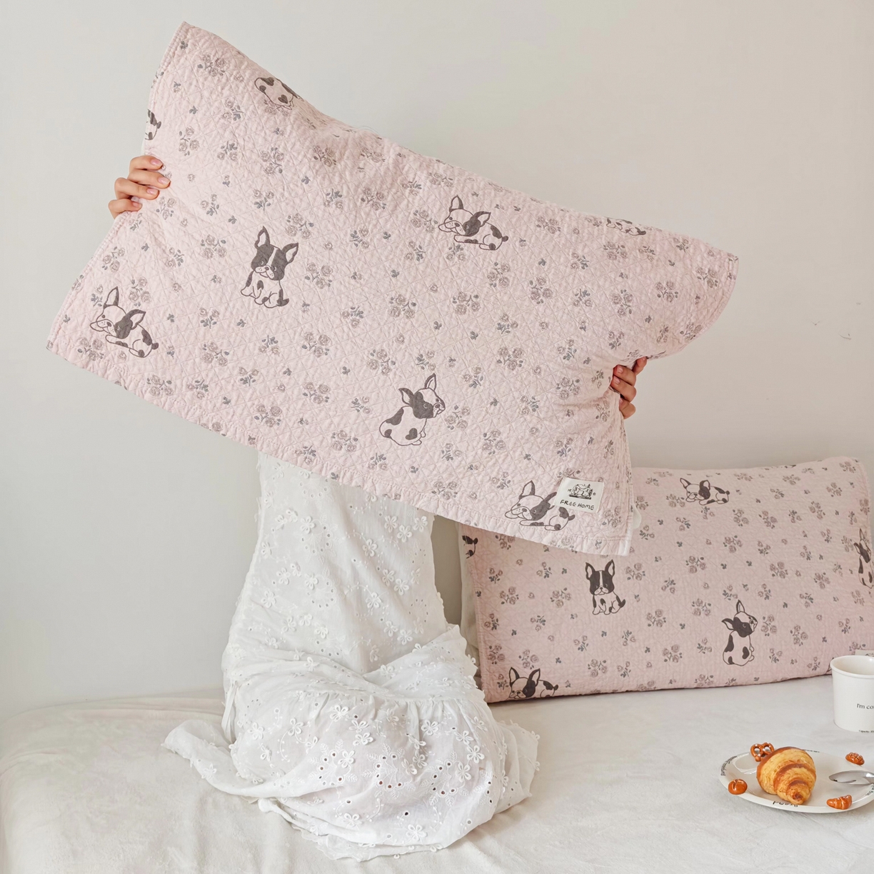 91家纺网 家纺一手货源 找家纺 沐瑟家纺  2026新款安心棉纯棉纱布枕巾 沙皮狗