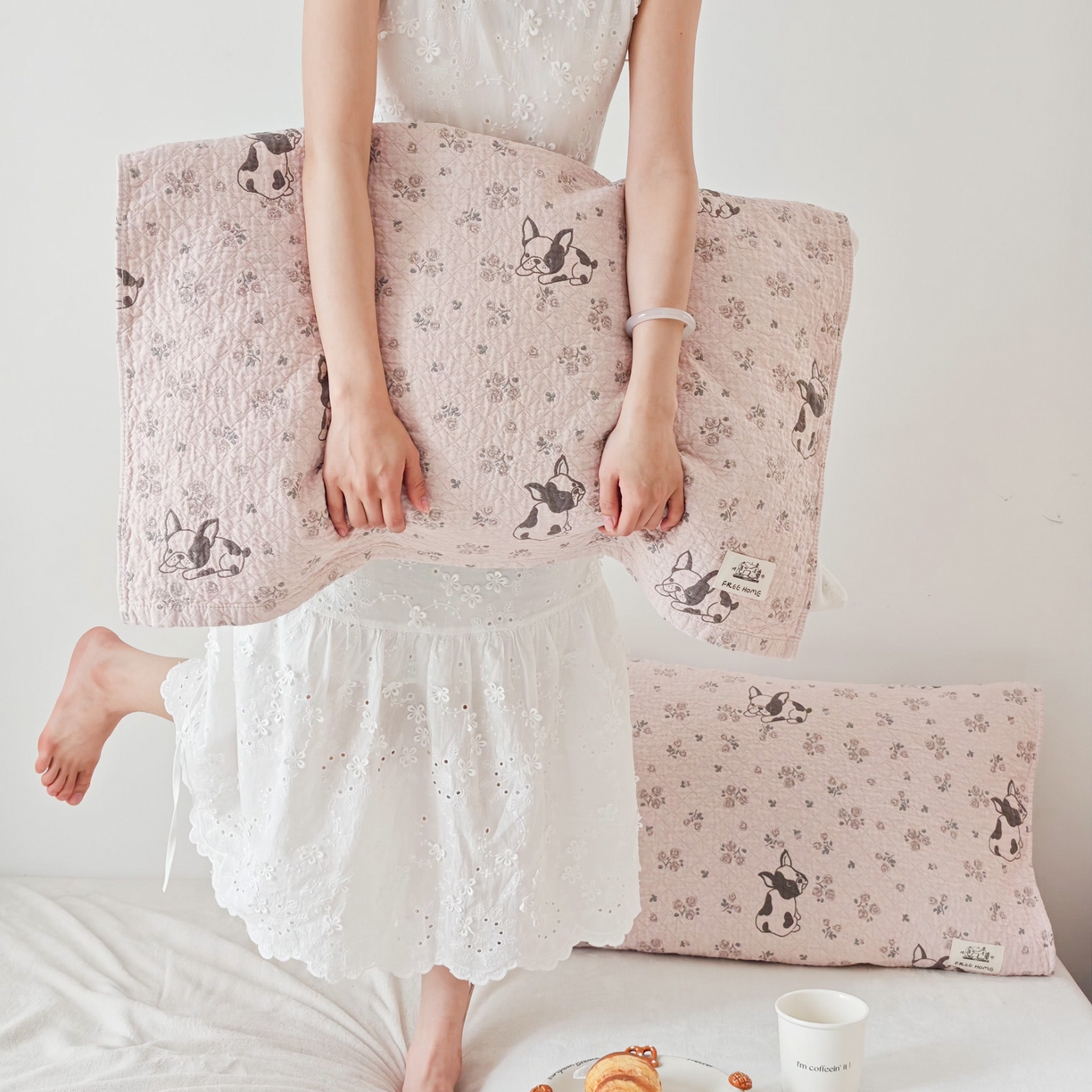 91家纺网 家纺一手货源 找家纺 沐瑟家纺  2026新款安心棉纯棉纱布枕巾 沙皮狗