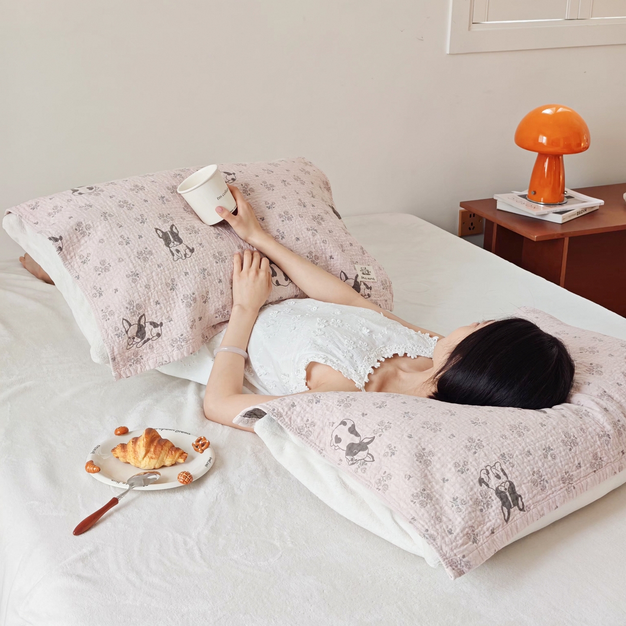 91家纺网 家纺一手货源 找家纺 沐瑟家纺  2026新款安心棉纯棉纱布枕巾 沙皮狗