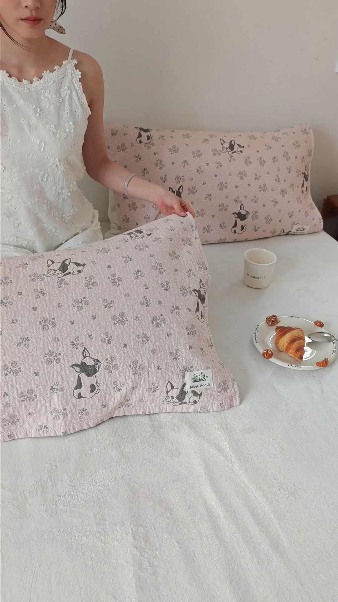 91家纺网 家纺一手货源 找家纺 沐瑟家纺  2026新款安心棉纯棉纱布枕巾 沙皮狗