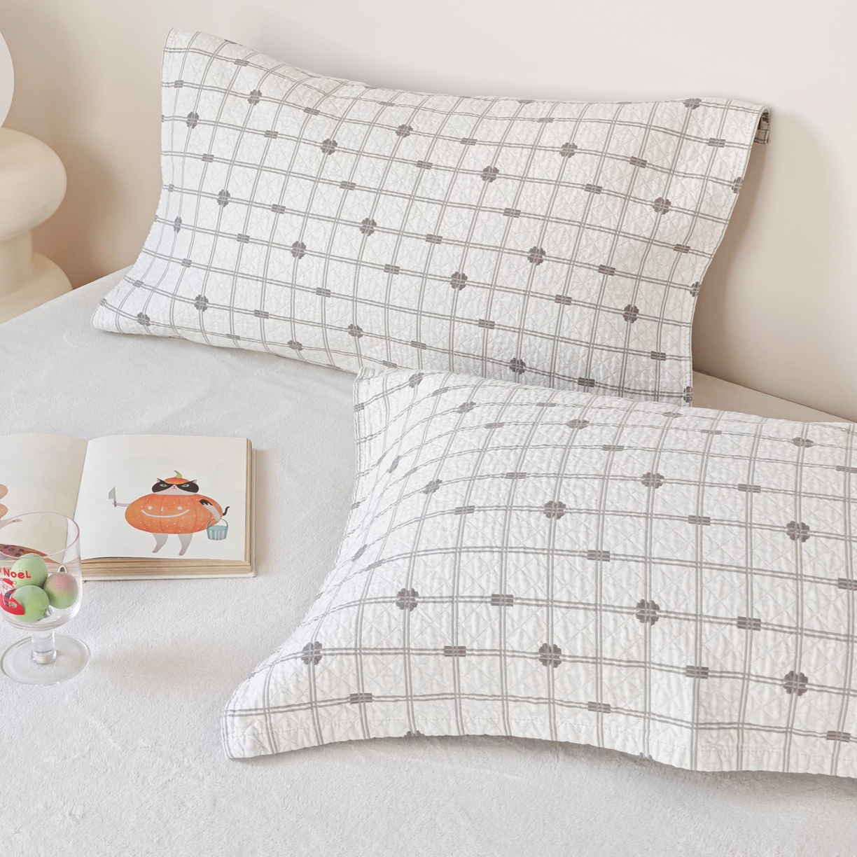 91家纺网 家纺一手货源 找家纺 沐瑟家纺  2026新款安心棉纯棉纱布枕巾 线条格子