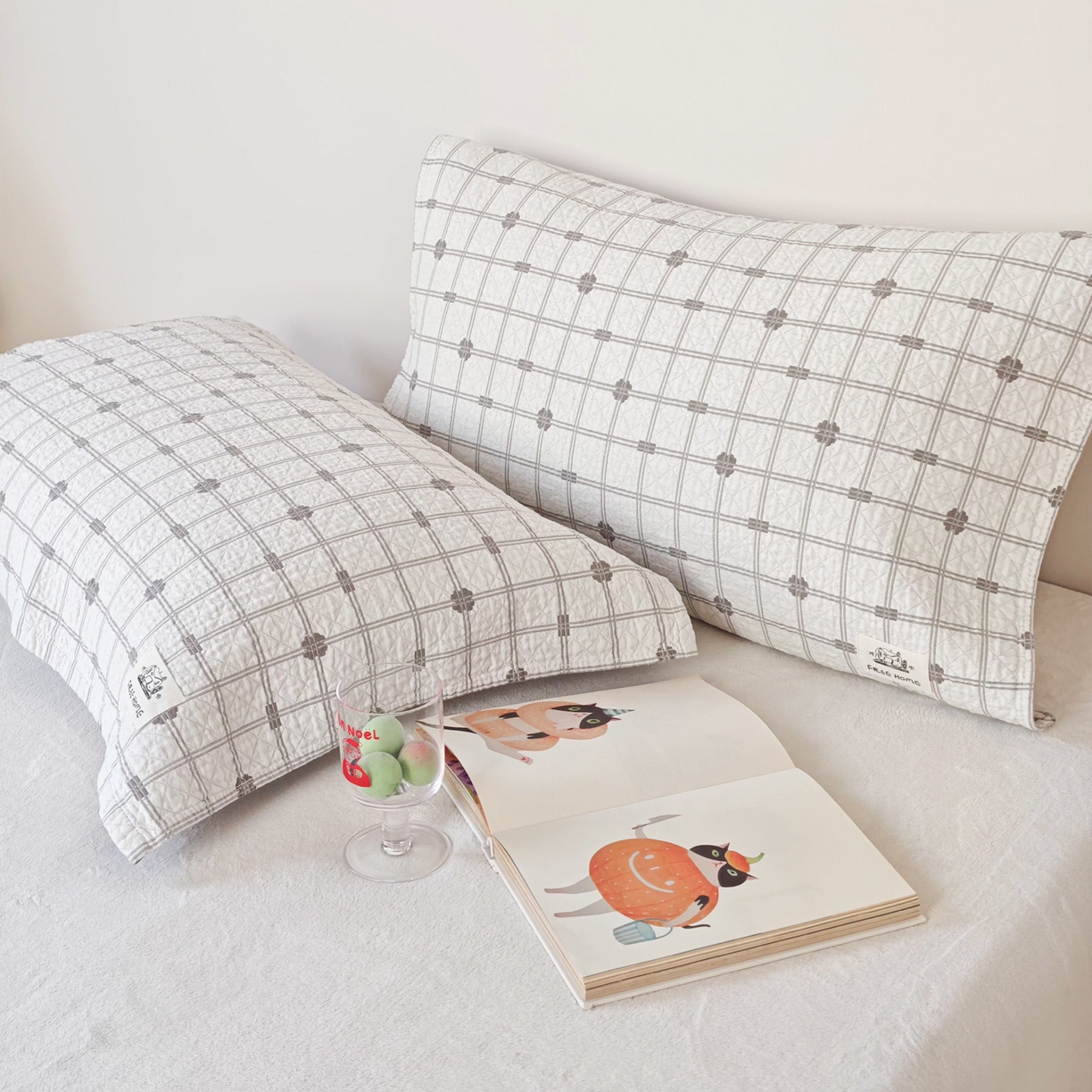 91家纺网 家纺一手货源 找家纺 沐瑟家纺  2026新款安心棉纯棉纱布枕巾 线条格子