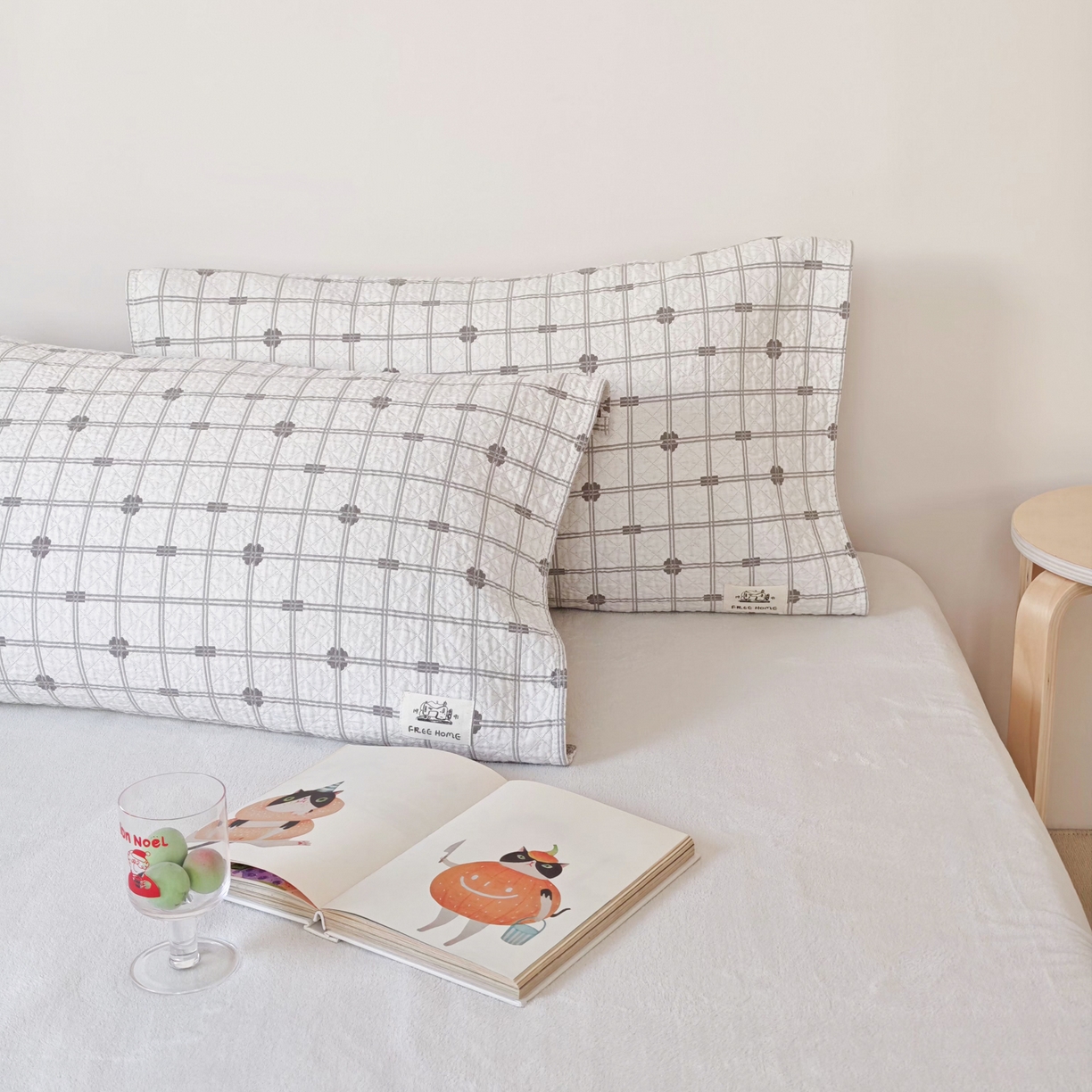 91家纺网 家纺一手货源 找家纺 沐瑟家纺  2026新款安心棉纯棉纱布枕巾 线条格子