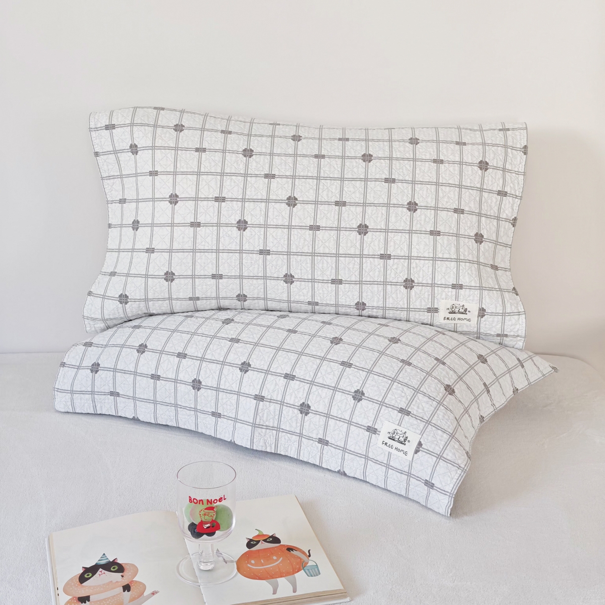 91家纺网 家纺一手货源 找家纺 沐瑟家纺  2026新款安心棉纯棉纱布枕巾 线条格子