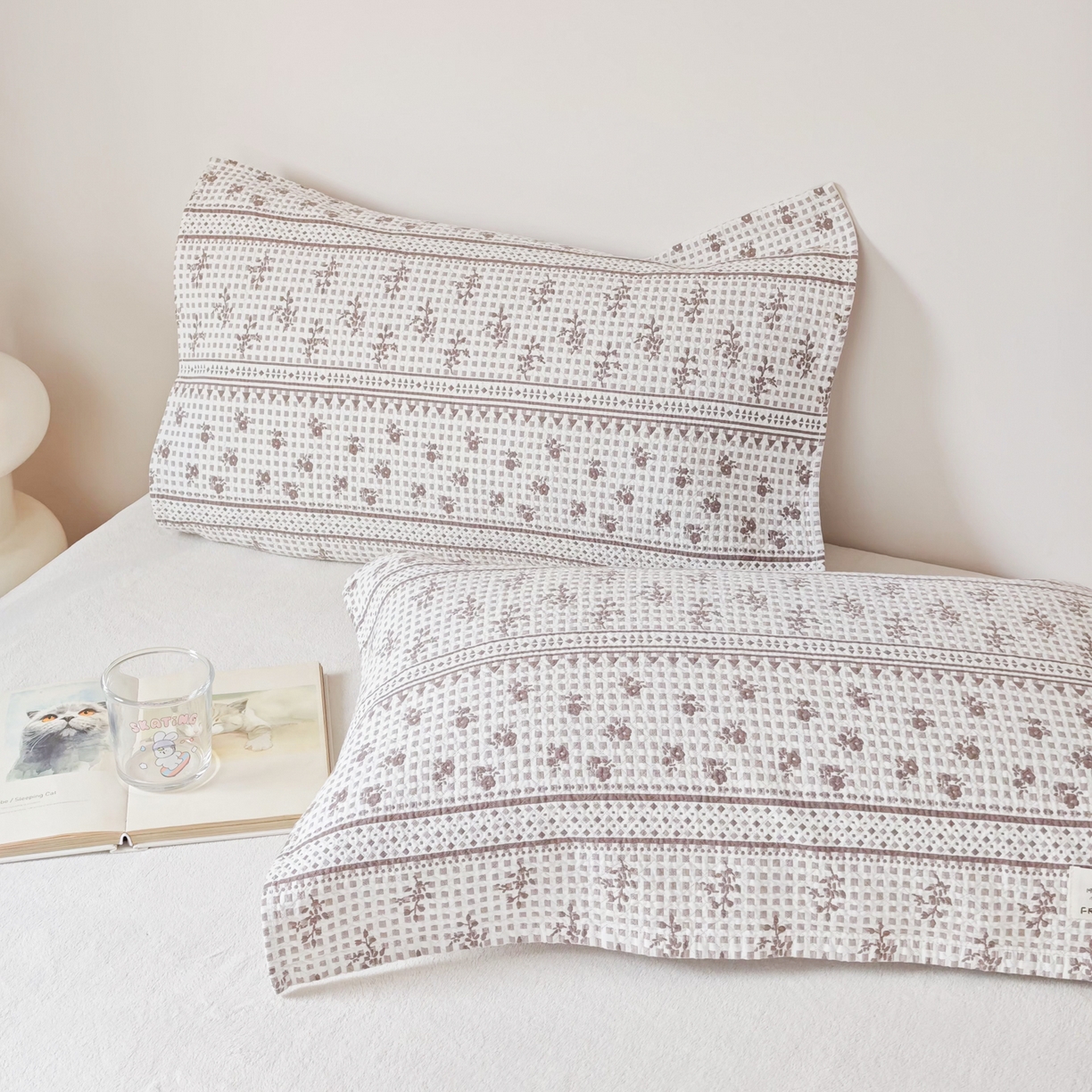 91家纺网 家纺一手货源 找家纺 沐瑟家纺  2026新款安心棉纯棉纱布枕巾 碎花格子