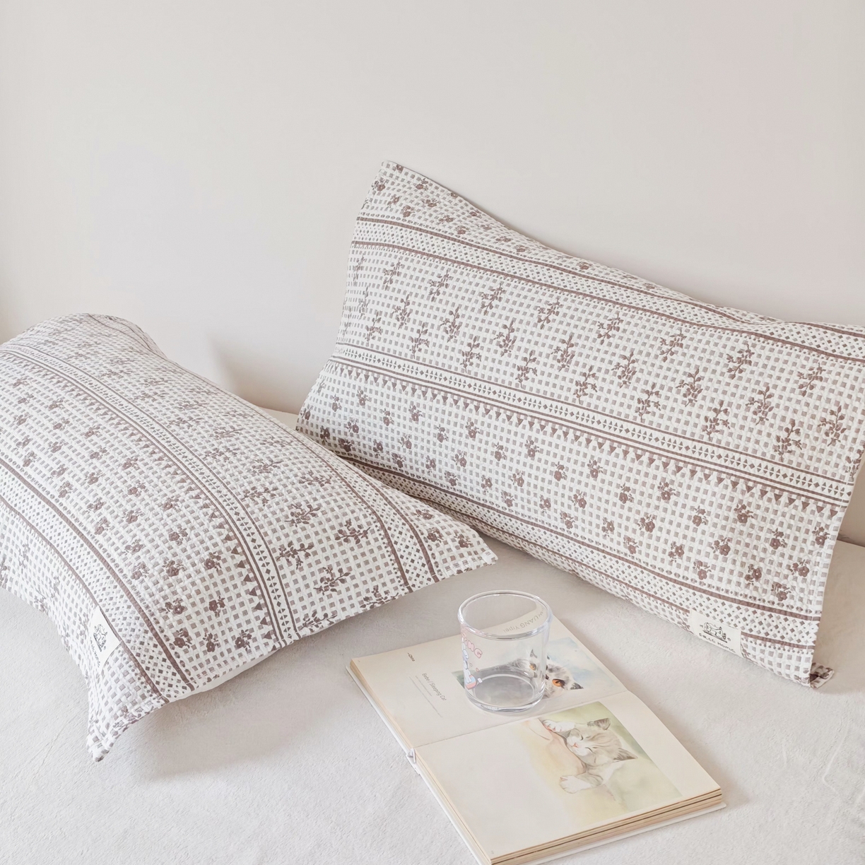 91家纺网 家纺一手货源 找家纺 沐瑟家纺  2026新款安心棉纯棉纱布枕巾 碎花格子