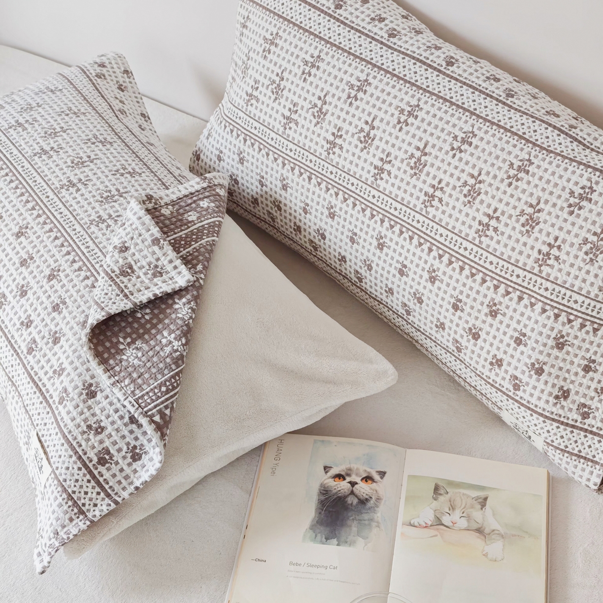 91家纺网 家纺一手货源 找家纺 沐瑟家纺  2026新款安心棉纯棉纱布枕巾 碎花格子