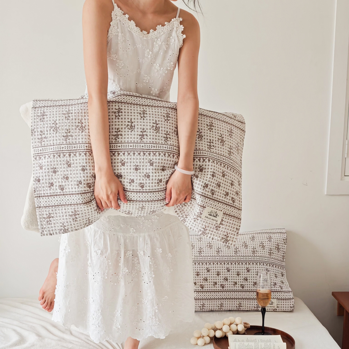 91家纺网 家纺一手货源 找家纺 沐瑟家纺  2026新款安心棉纯棉纱布枕巾 碎花格子