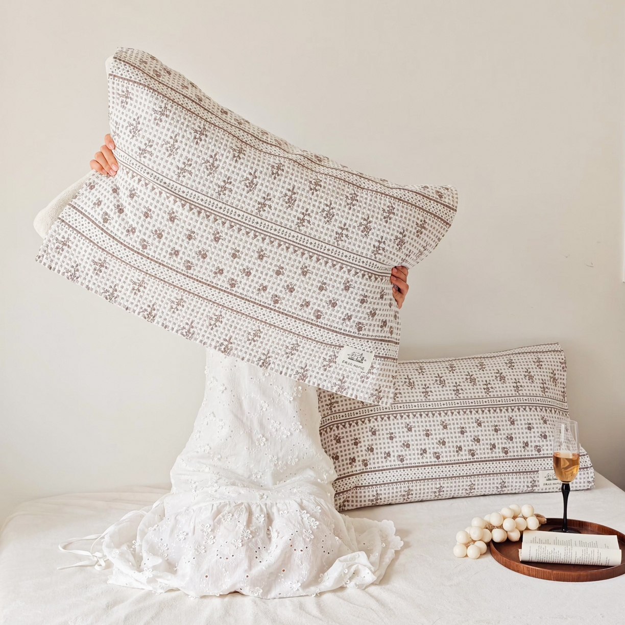 91家纺网 家纺一手货源 找家纺 沐瑟家纺  2026新款安心棉纯棉纱布枕巾 碎花格子