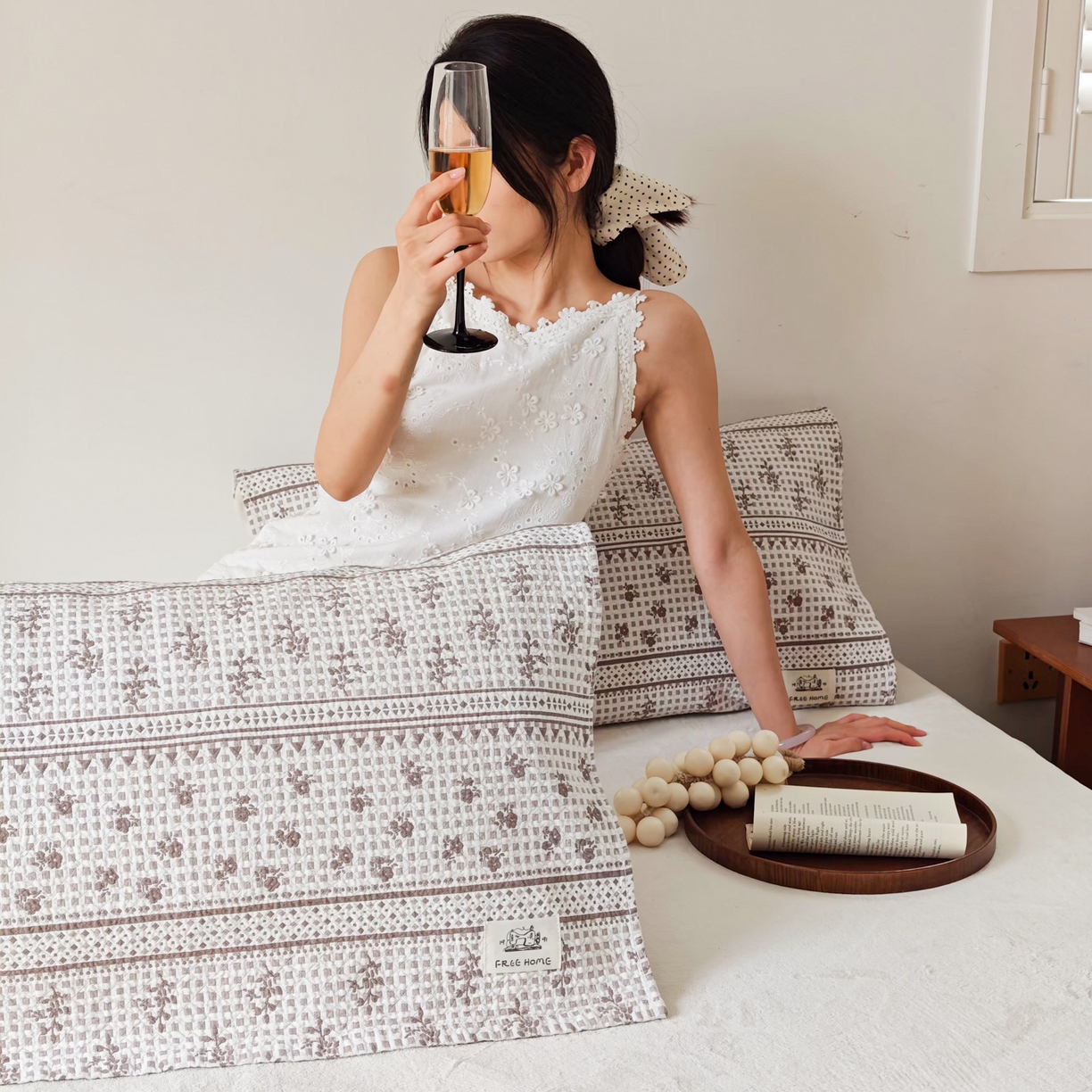 91家纺网 家纺一手货源 找家纺 沐瑟家纺  2026新款安心棉纯棉纱布枕巾 碎花格子