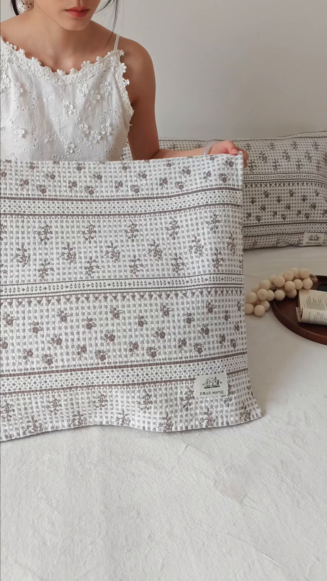 91家纺网 家纺一手货源 找家纺 沐瑟家纺  2026新款安心棉纯棉纱布枕巾 碎花格子