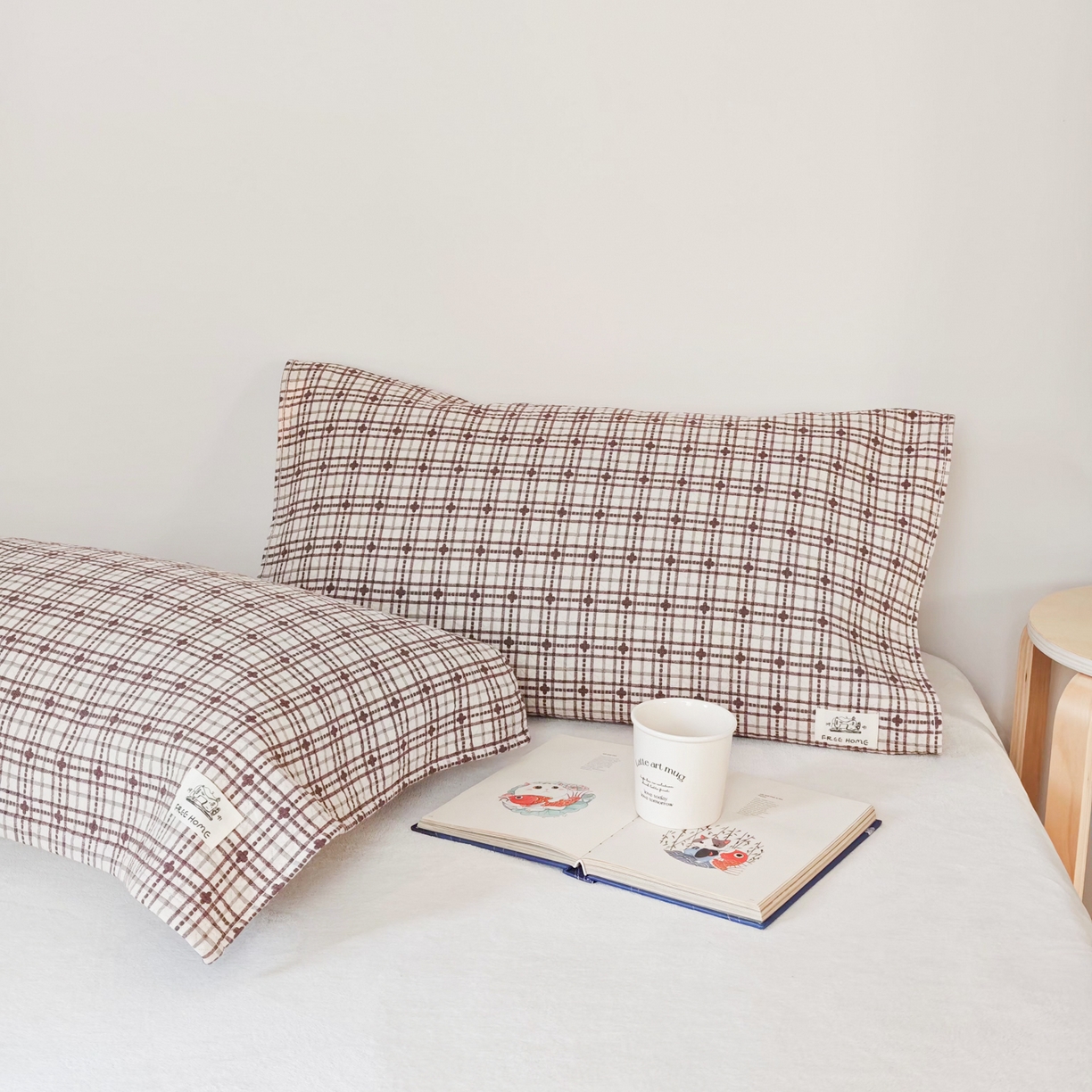 91家纺网 家纺一手货源 找家纺 沐瑟家纺  2026新款安心棉纯棉纱布枕巾 梅花格