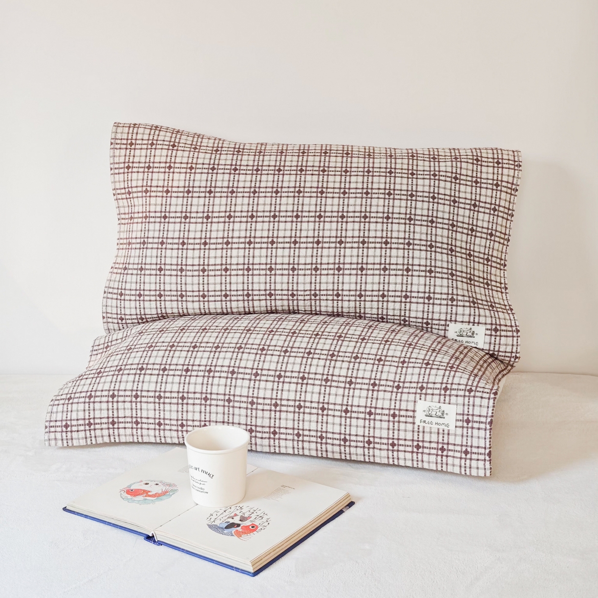 91家纺网 家纺一手货源 找家纺 沐瑟家纺  2026新款安心棉纯棉纱布枕巾 梅花格