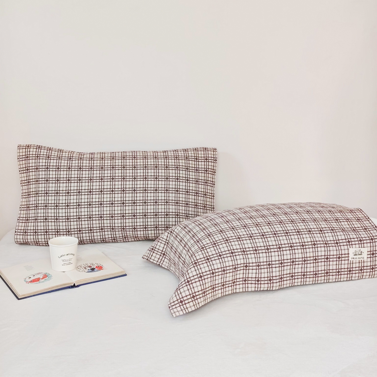 91家纺网 家纺一手货源 找家纺 沐瑟家纺  2026新款安心棉纯棉纱布枕巾 梅花格