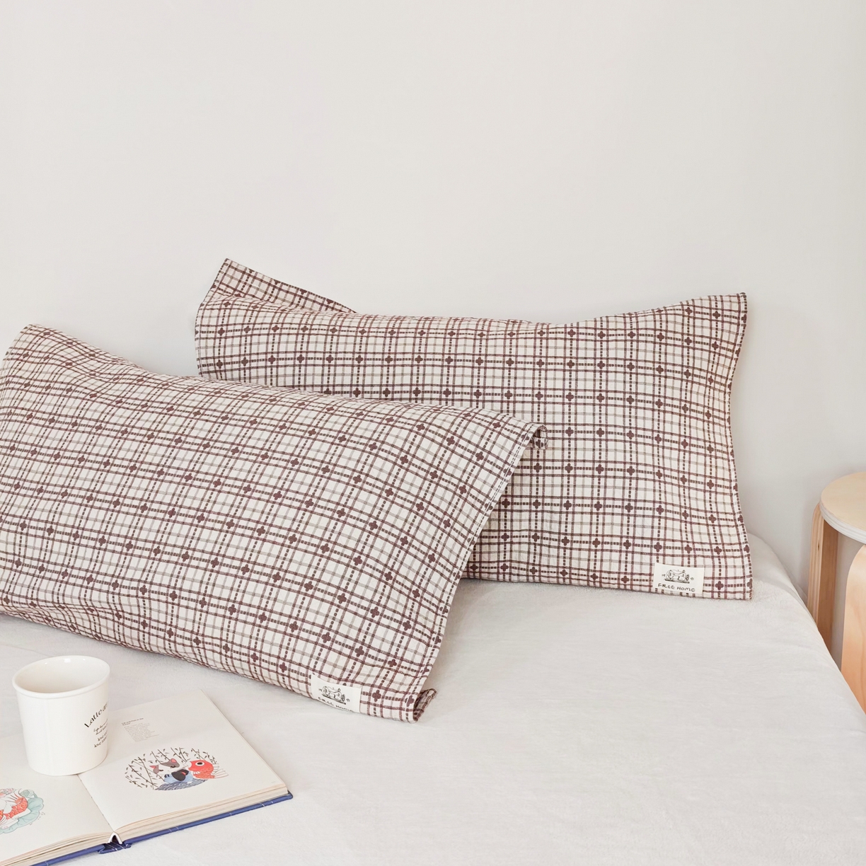 91家纺网 家纺一手货源 找家纺 沐瑟家纺  2026新款安心棉纯棉纱布枕巾 梅花格