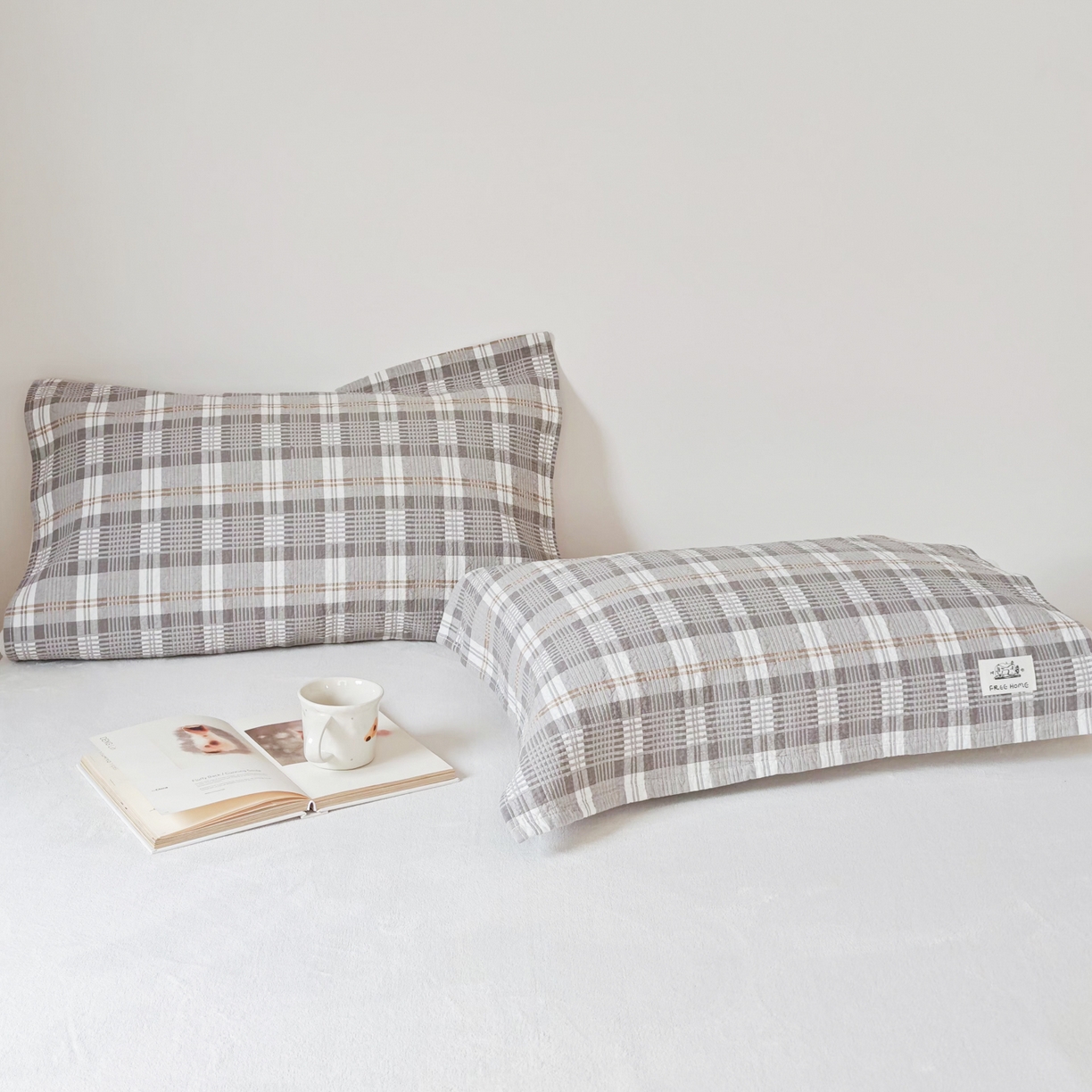 91家纺网 家纺一手货源 找家纺 沐瑟家纺  2026新款安心棉纯棉纱布枕巾 灰调