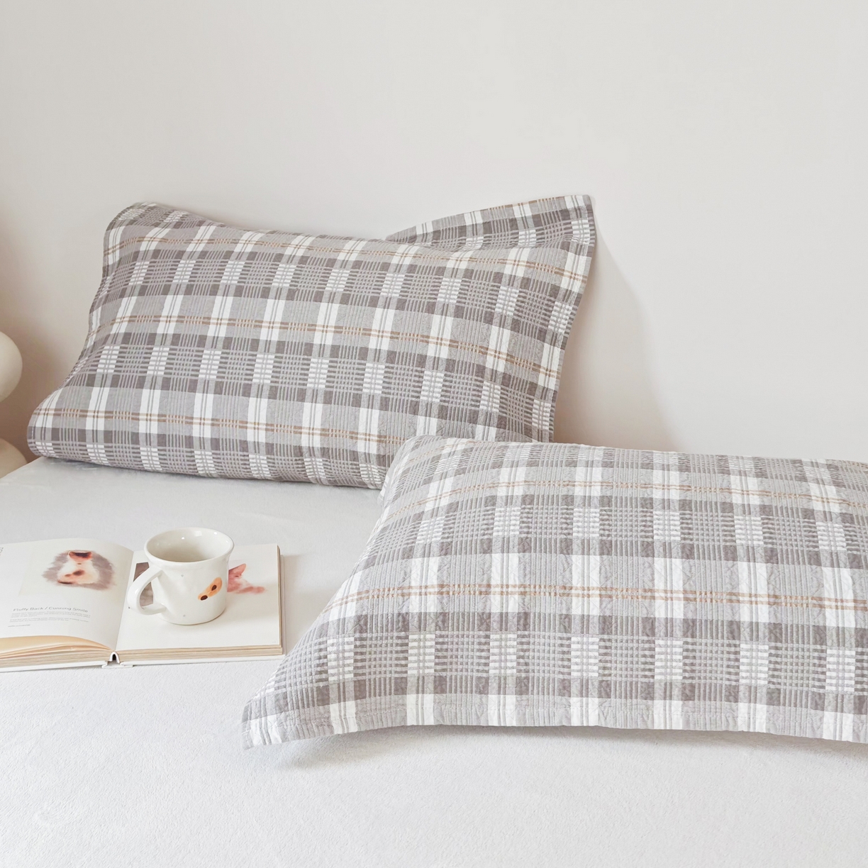 91家纺网 家纺一手货源 找家纺 沐瑟家纺  2026新款安心棉纯棉纱布枕巾 灰调