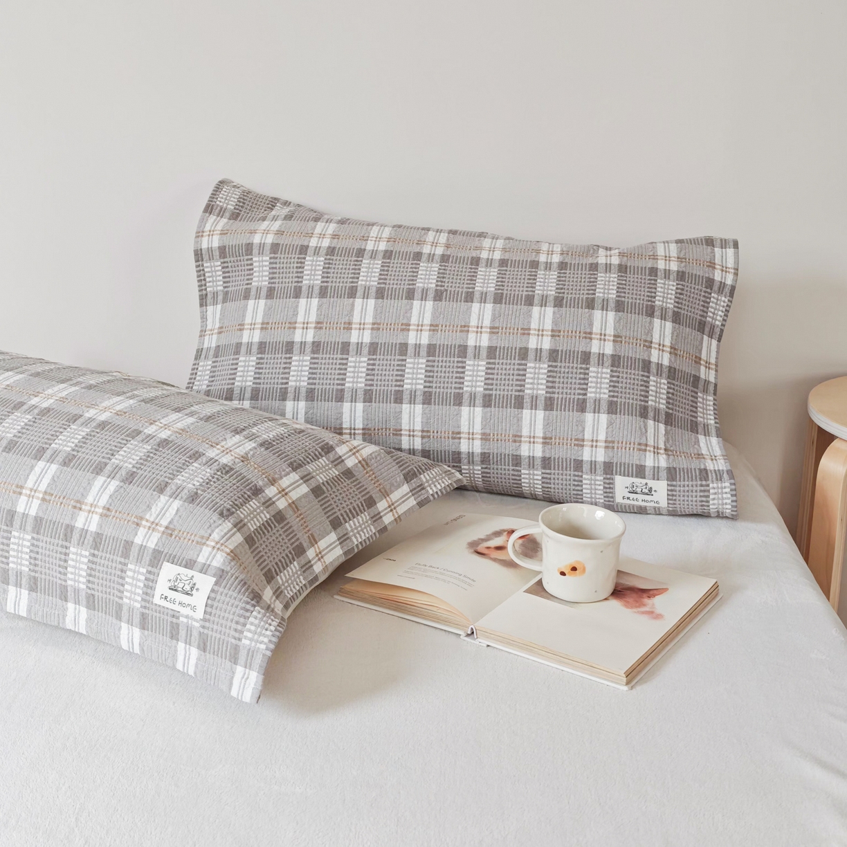 91家纺网 家纺一手货源 找家纺 沐瑟家纺  2026新款安心棉纯棉纱布枕巾 灰调