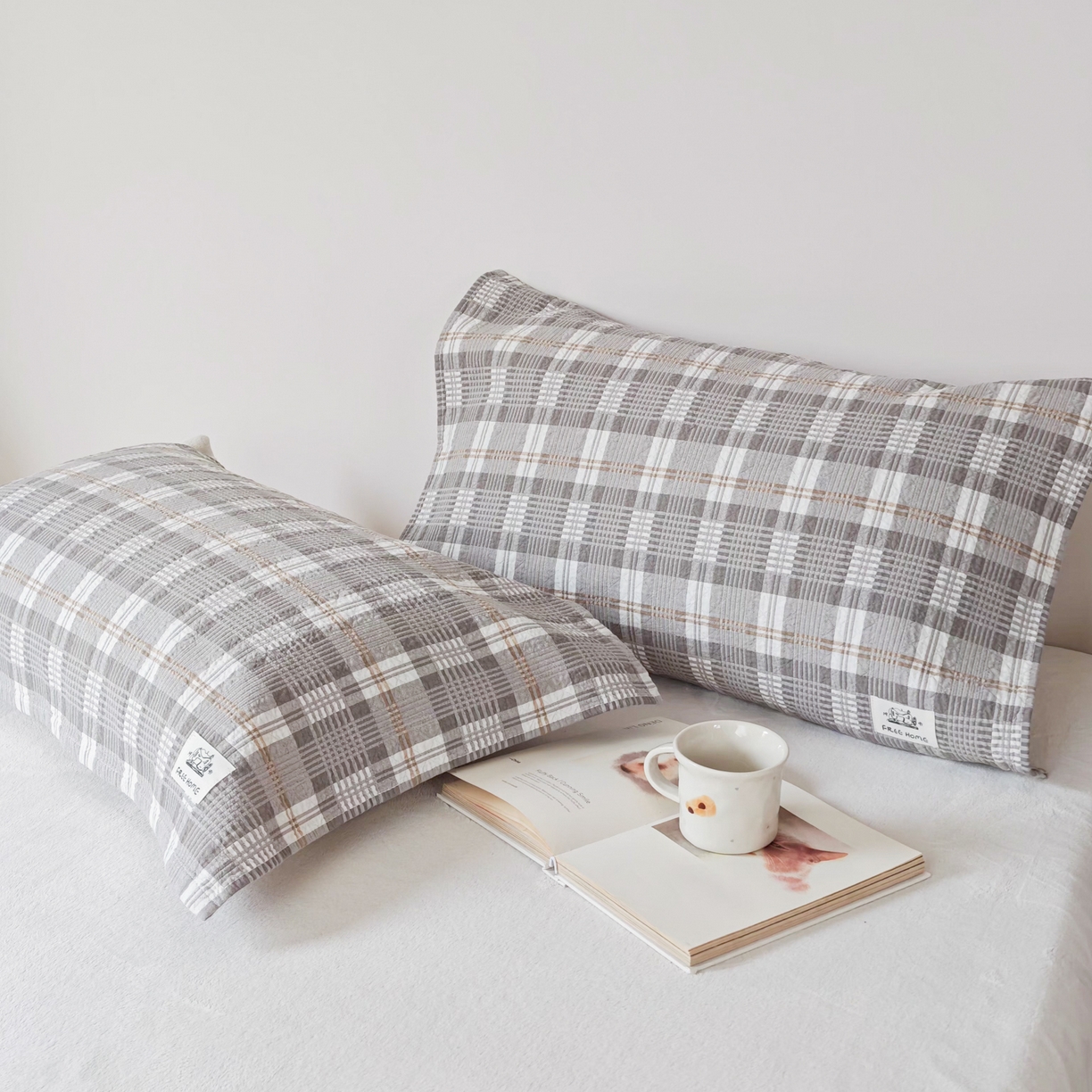 91家纺网 家纺一手货源 找家纺 沐瑟家纺  2026新款安心棉纯棉纱布枕巾 灰调