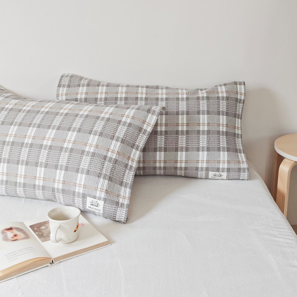 91家纺网 家纺一手货源 找家纺 沐瑟家纺  2026新款安心棉纯棉纱布枕巾 灰调