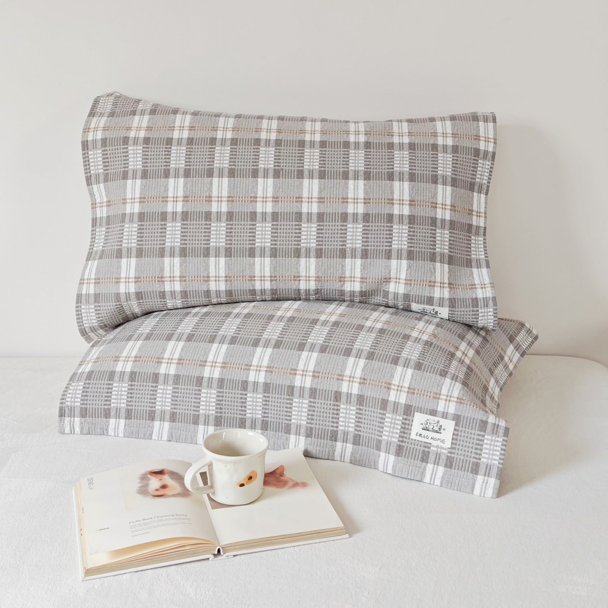 91家纺网 家纺一手货源 找家纺 沐瑟家纺  2026新款安心棉纯棉纱布枕巾 灰调