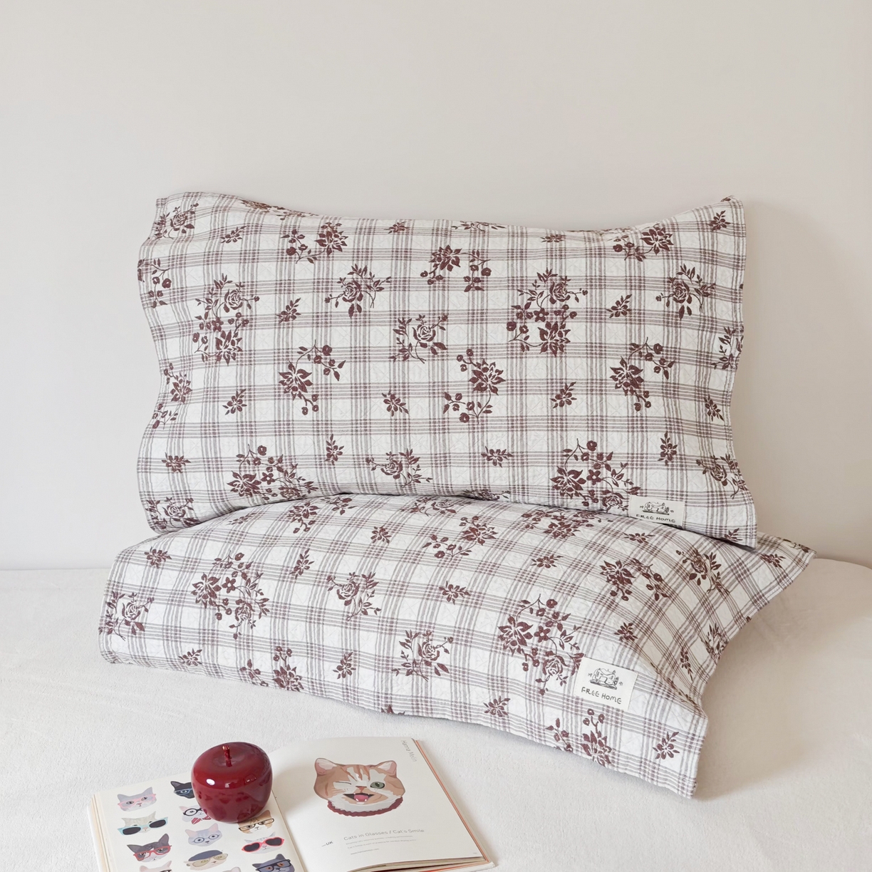 91家纺网 家纺一手货源 找家纺 沐瑟家纺  2026新款安心棉纯棉纱布枕巾 咖色小花