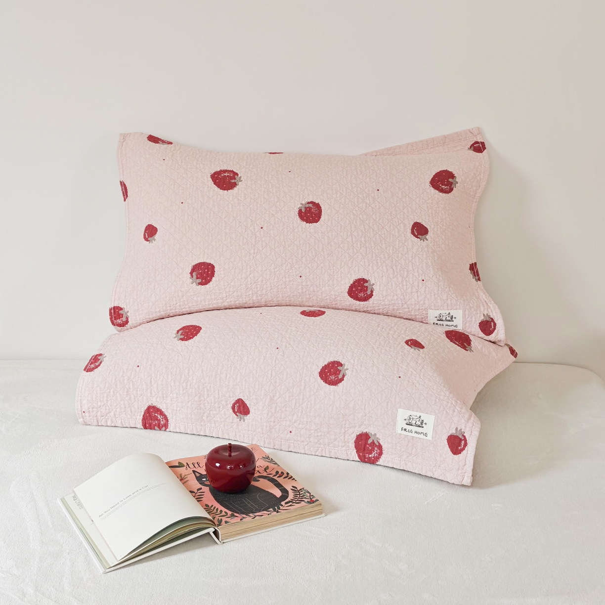 91家纺网 家纺一手货源 找家纺 沐瑟家纺  2026新款安心棉纯棉纱布枕巾 草莓