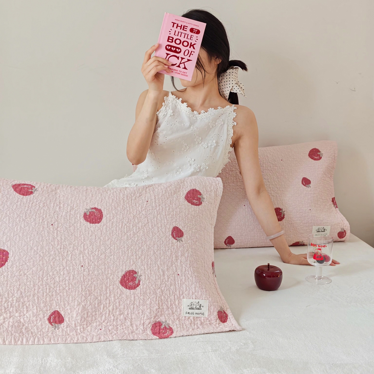 91家纺网 家纺一手货源 找家纺 沐瑟家纺  2026新款安心棉纯棉纱布枕巾 草莓