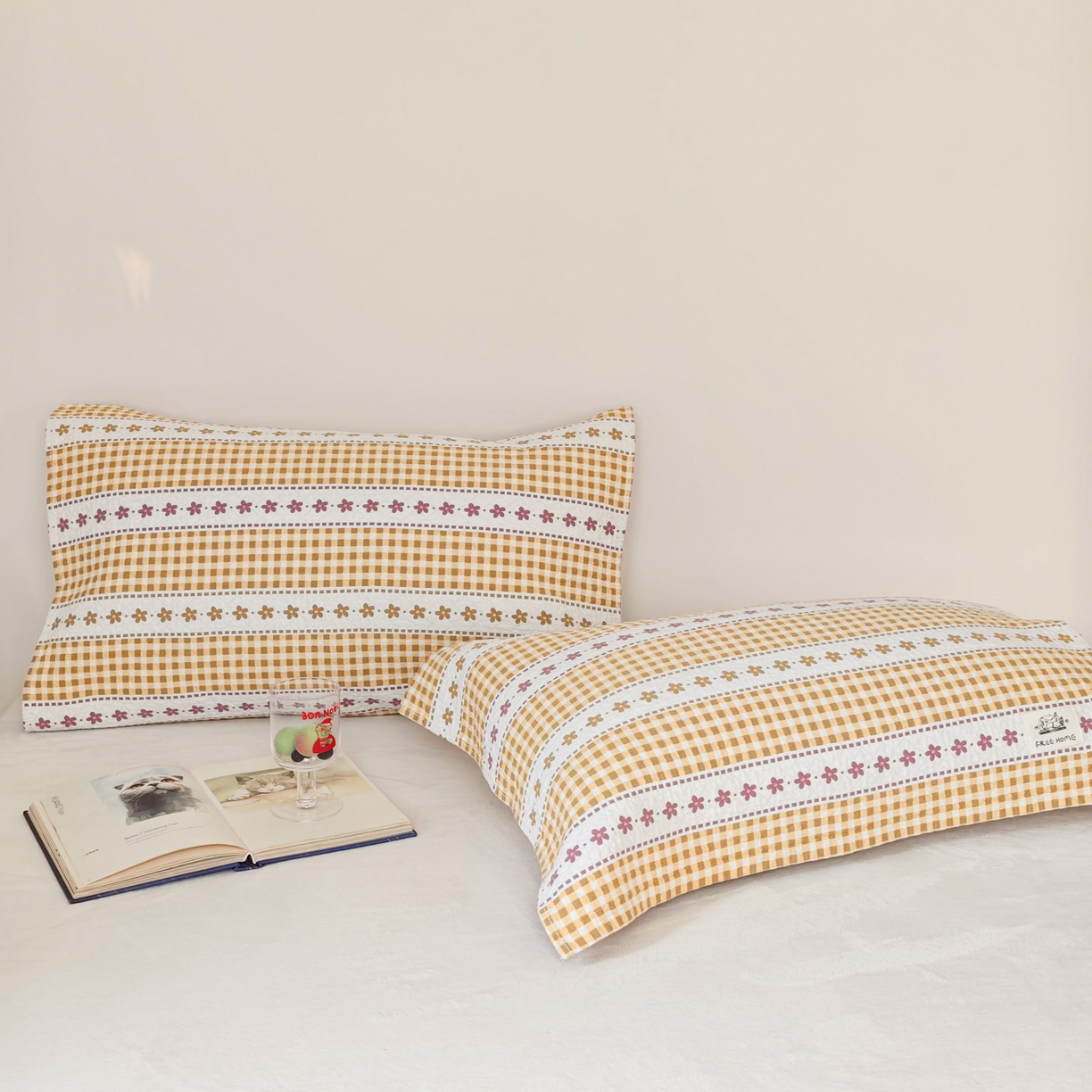 91家纺网 家纺一手货源 找家纺 沐瑟家纺  2026新款安心棉纯棉纱布枕巾 方格花